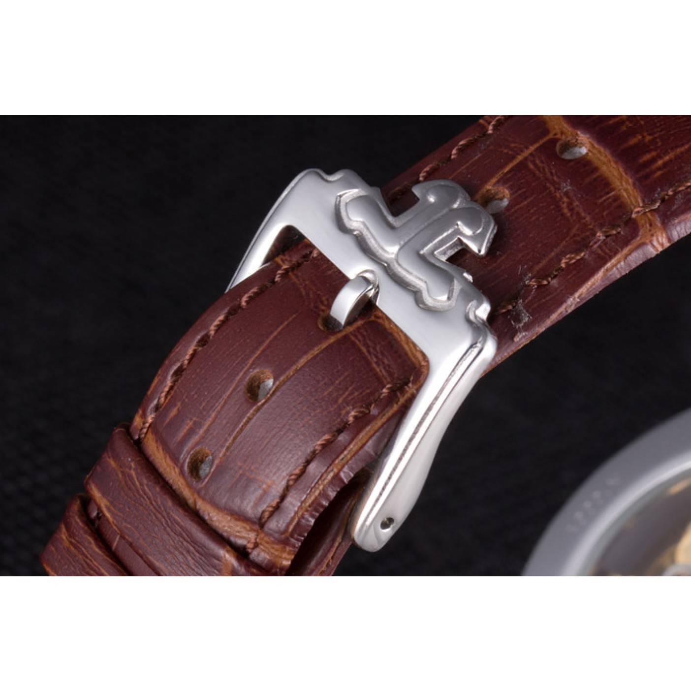 MiroTime Jaeger Lecoultre Tourbillon Perpetuel Silver Bezel Brown Leather Band 621617