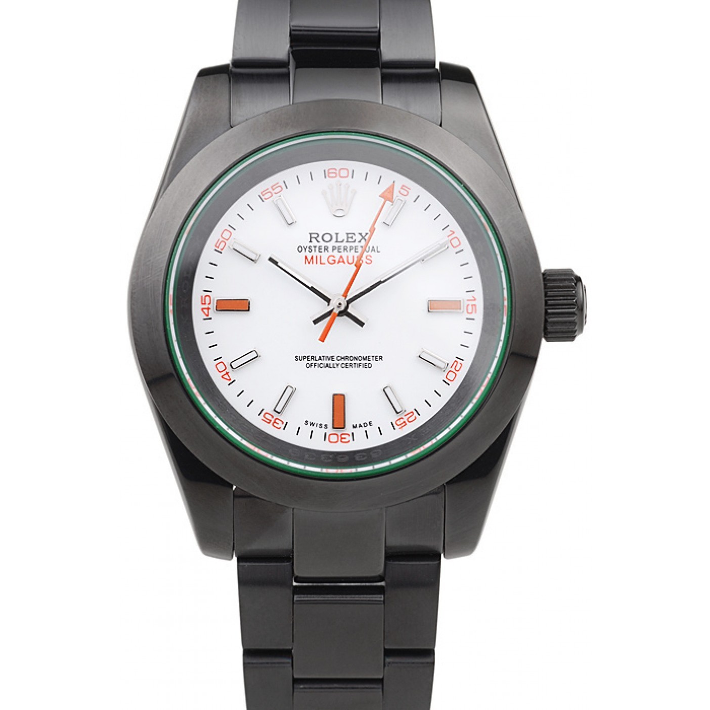 MiroTime Rolex Milgauss Pro-Hunter Tinted Green Saphire White Dial