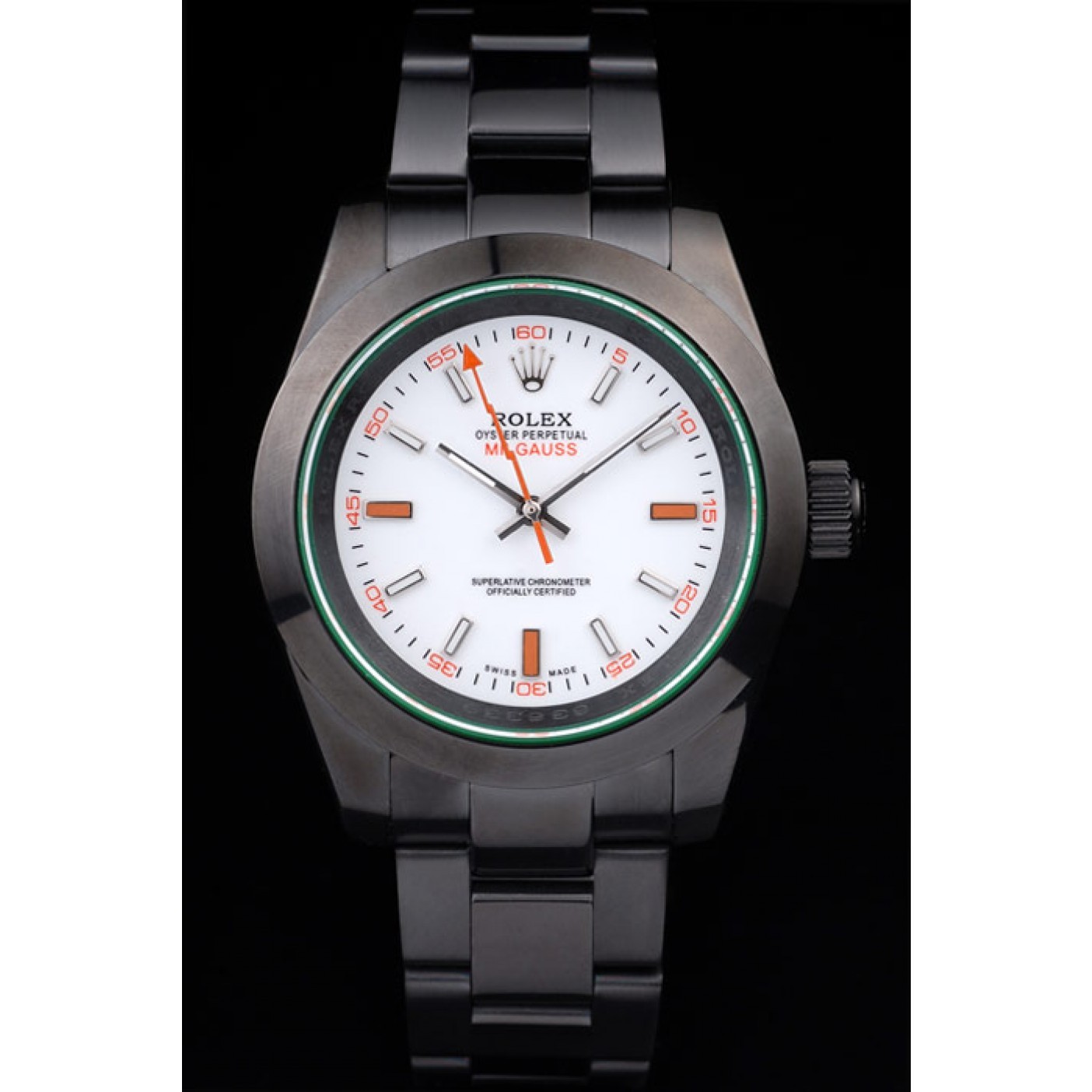 MiroTime Rolex Milgauss Pro-Hunter Tinted Green Saphire White Dial