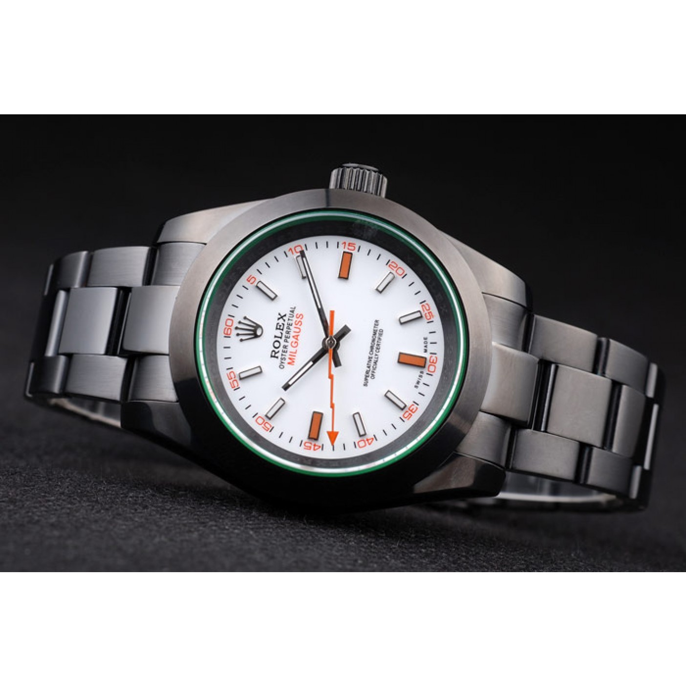 MiroTime Rolex Milgauss Pro-Hunter Tinted Green Saphire White Dial