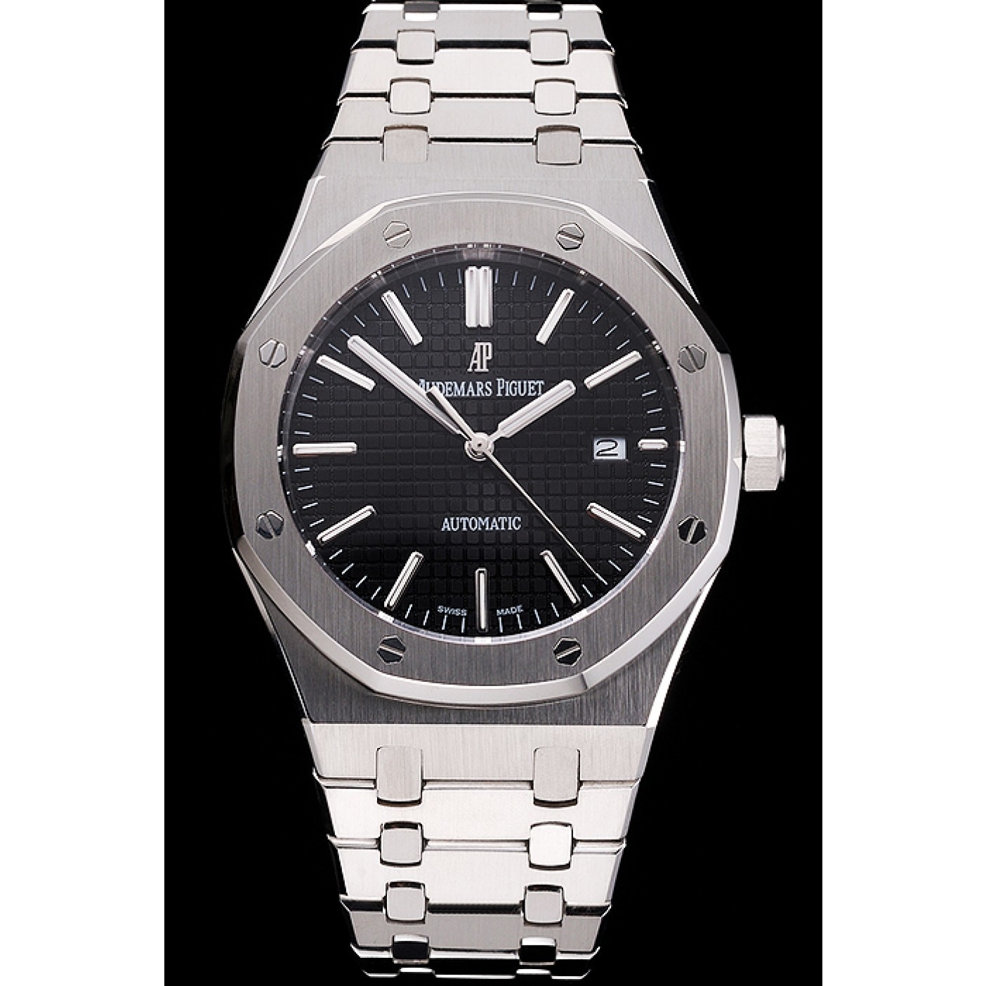 MiroTime Swiss Audemars Piguet Royal Oak Black Dial Stainless Steel Case And Bracelet