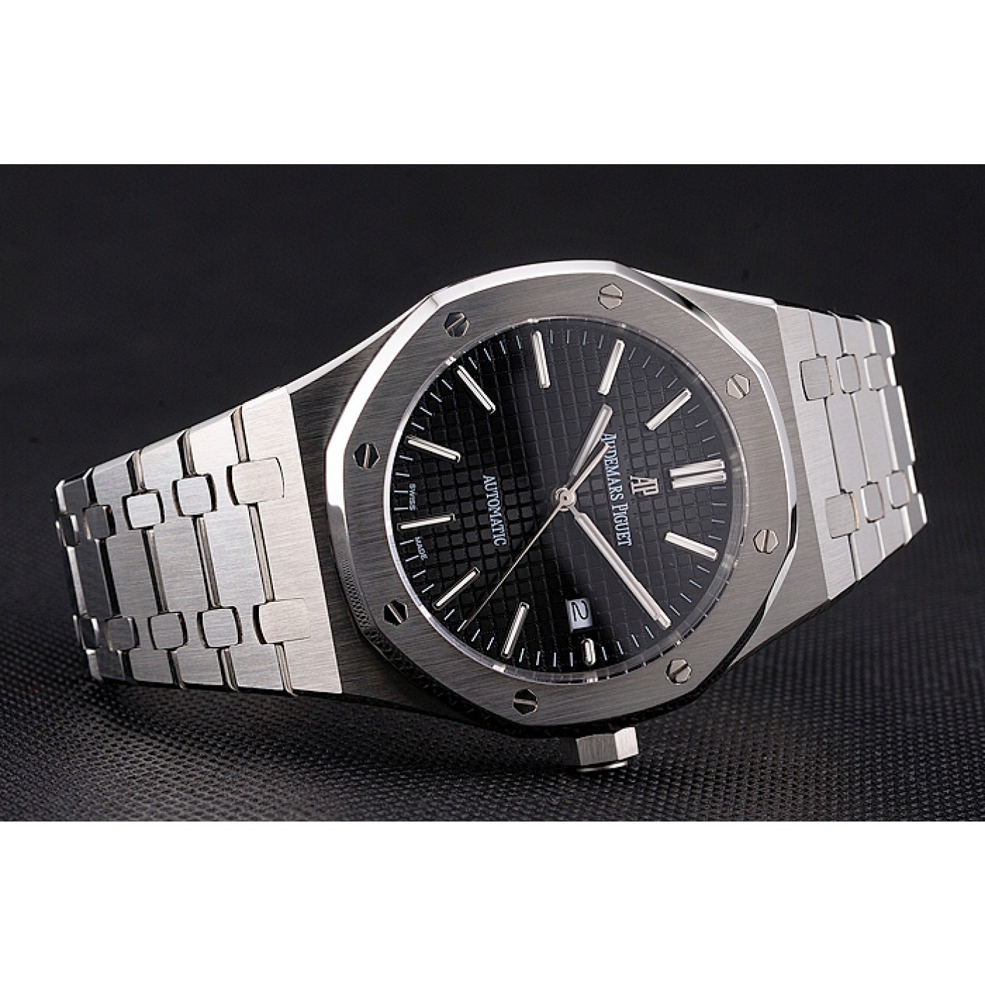 MiroTime Swiss Audemars Piguet Royal Oak Black Dial Stainless Steel Case And Bracelet