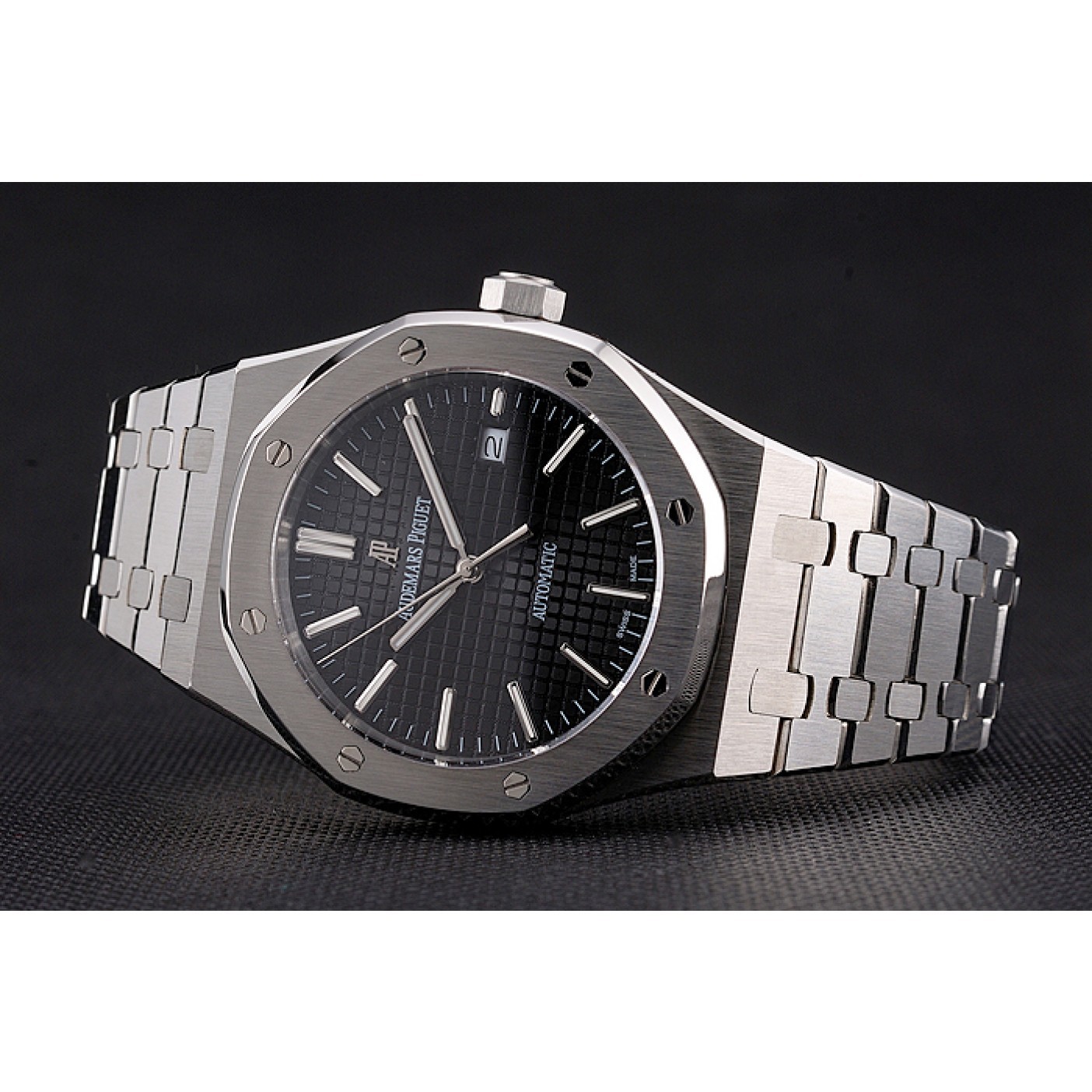 MiroTime Swiss Audemars Piguet Royal Oak Black Dial Stainless Steel Case And Bracelet