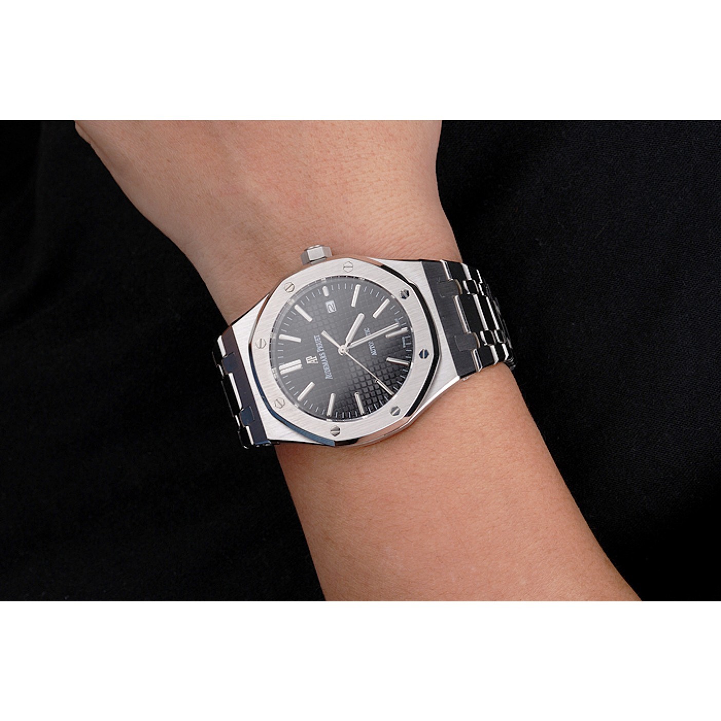 MiroTime Swiss Audemars Piguet Royal Oak Black Dial Stainless Steel Case And Bracelet