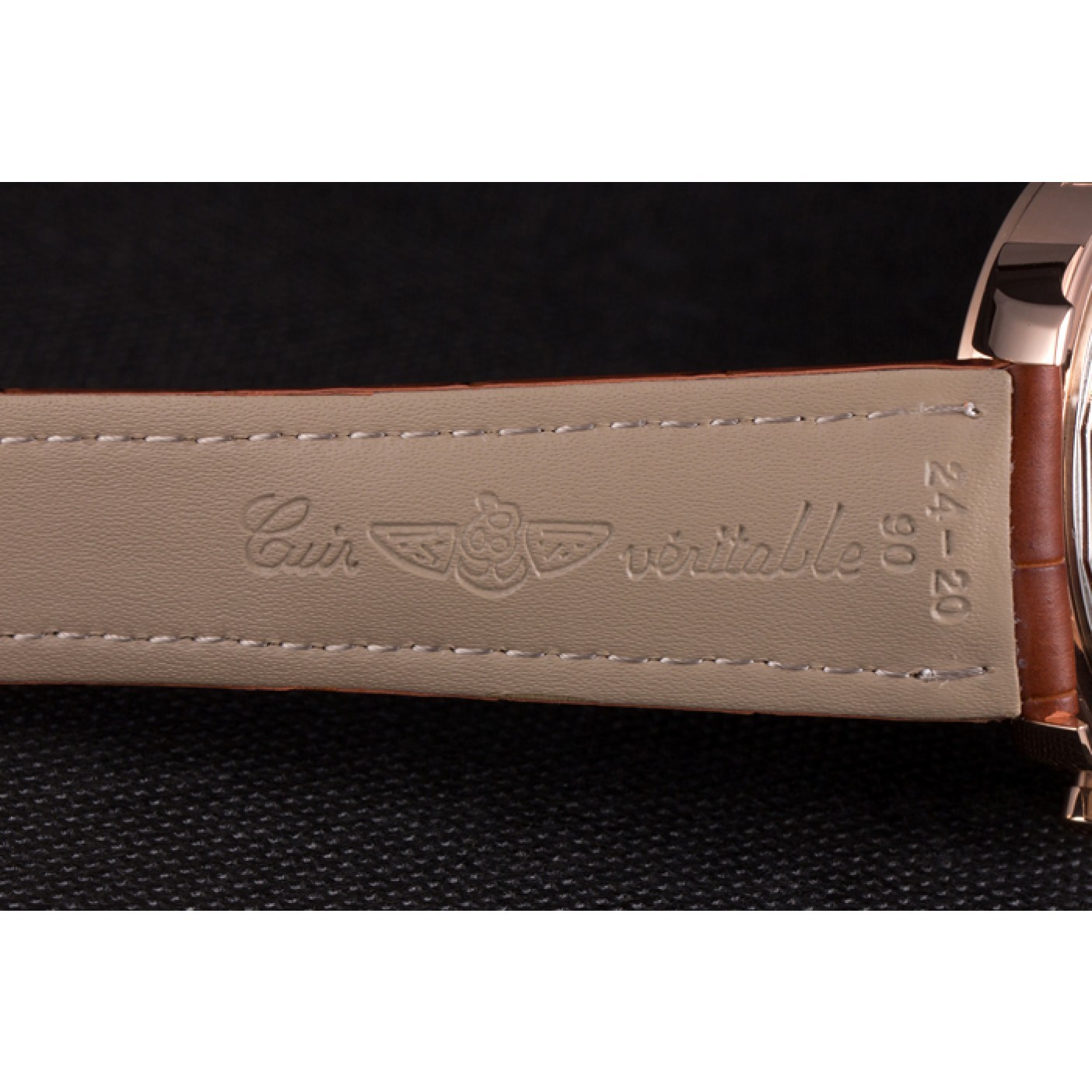 MiroTime Breitling Transocean White Dial Brown Leather Strap Rose Gold Bezel