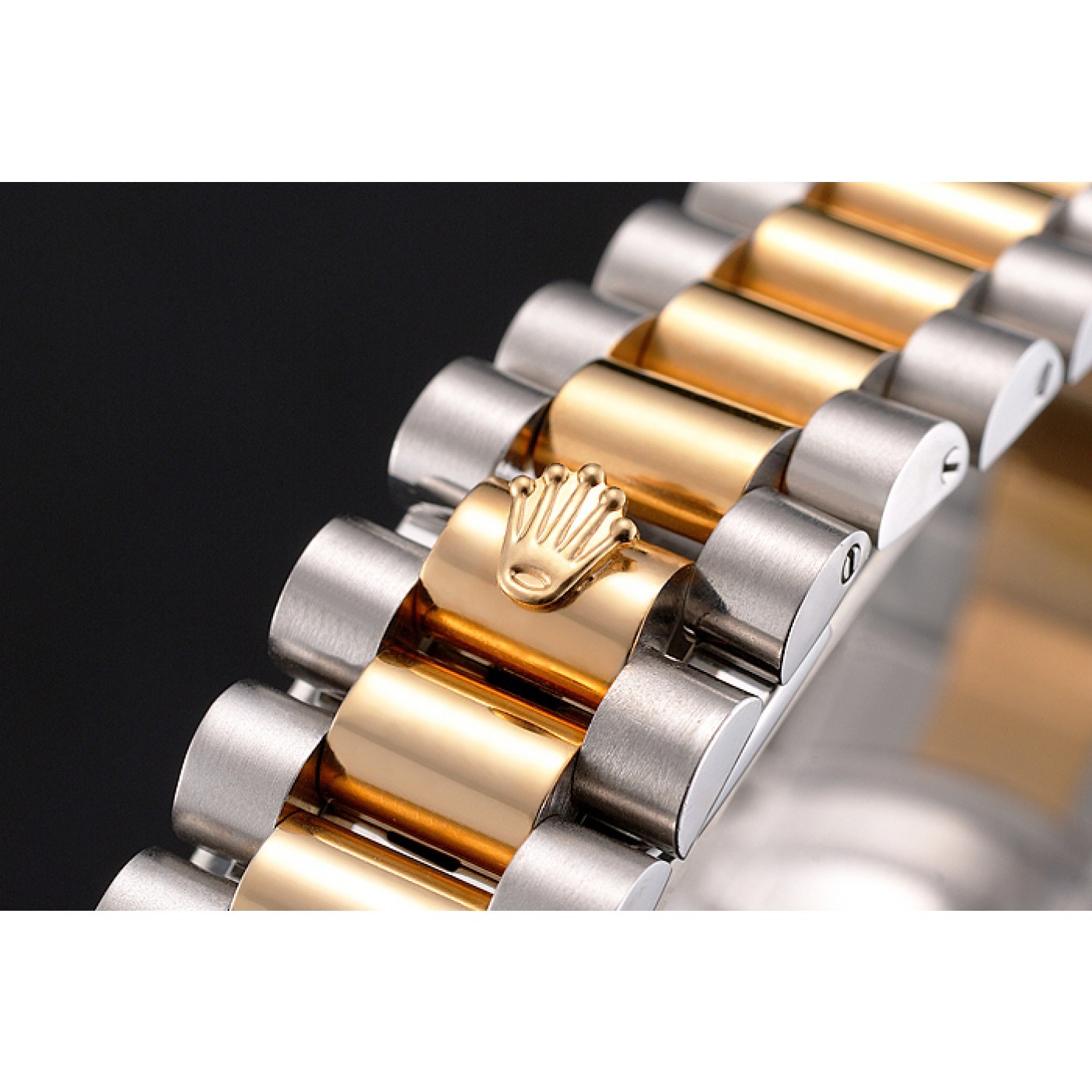 MiroTime Swiss Rolex Datejust Black Dial Stainless Steel Case Gold Bezel Two Tone Bracelet