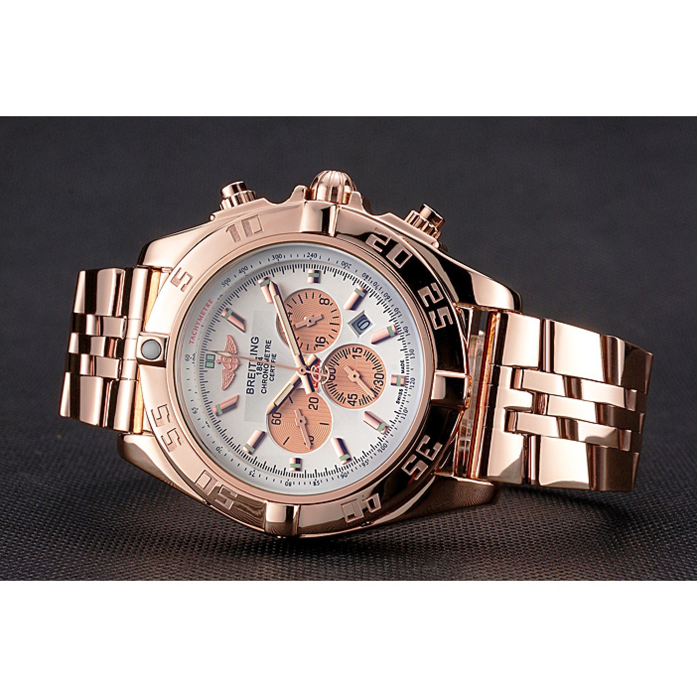MiroTime Breitling Chronomat 44 White Dial Rose Gold Bracelet 622518