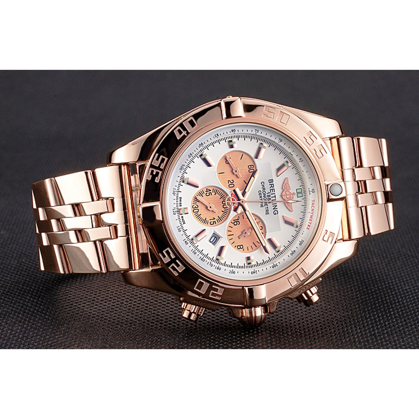 MiroTime Breitling Chronomat 44 White Dial Rose Gold Bracelet 622518