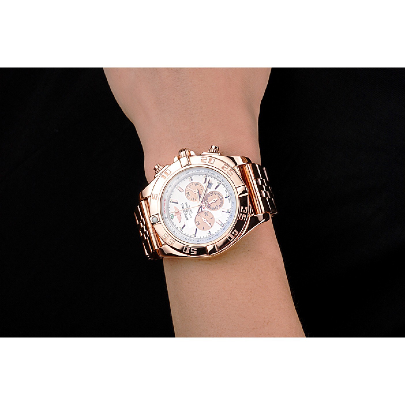 MiroTime Breitling Chronomat 44 White Dial Rose Gold Bracelet 622518