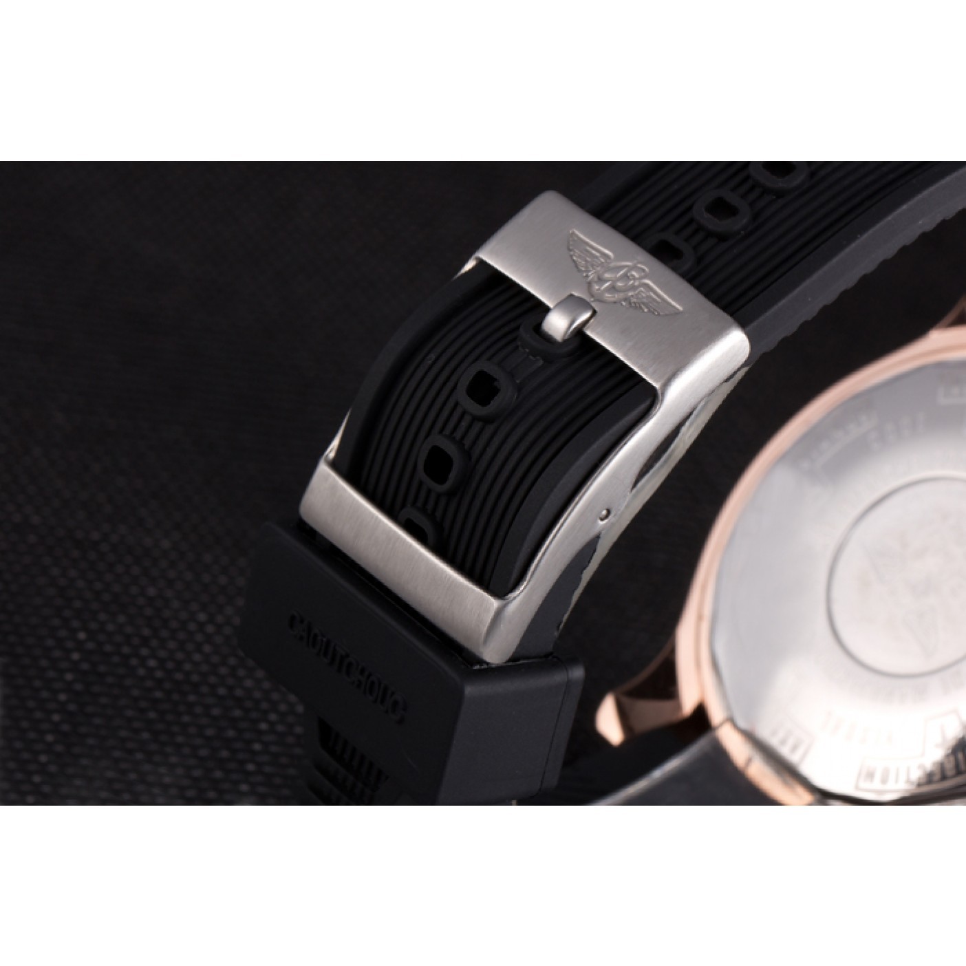 MiroTime Breitling Navitimer Rosegold Bezel Rubber Strap Black Dial