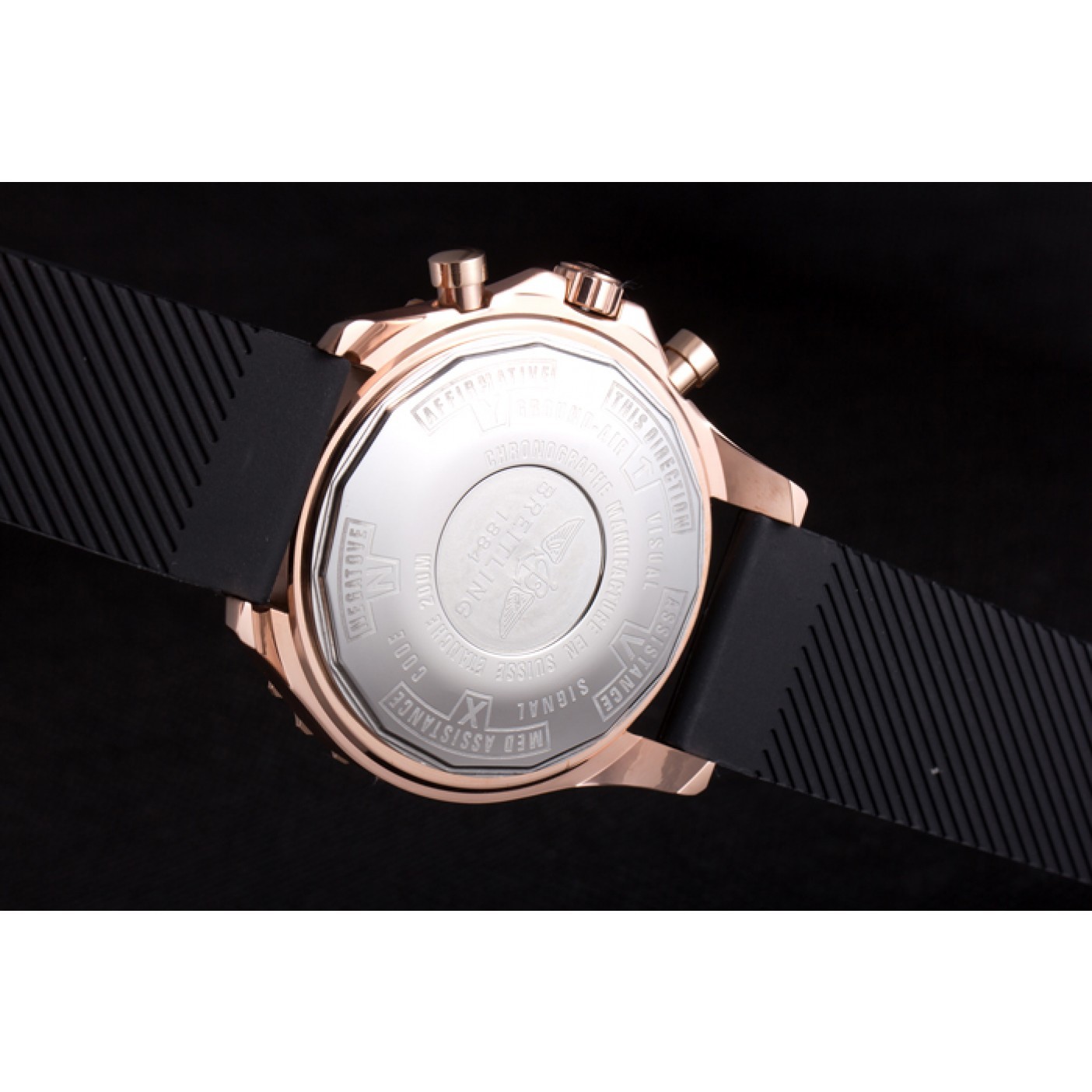 MiroTime Breitling Navitimer Rosegold Bezel Rubber Strap Black Dial