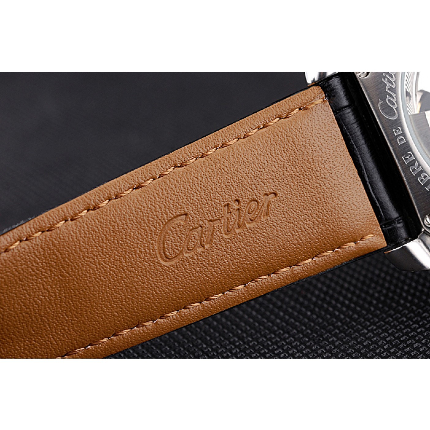 MiroTime Cartier Calibre Tourbillon Black Dial Stainless Steel Case Black Leather Strap 622752