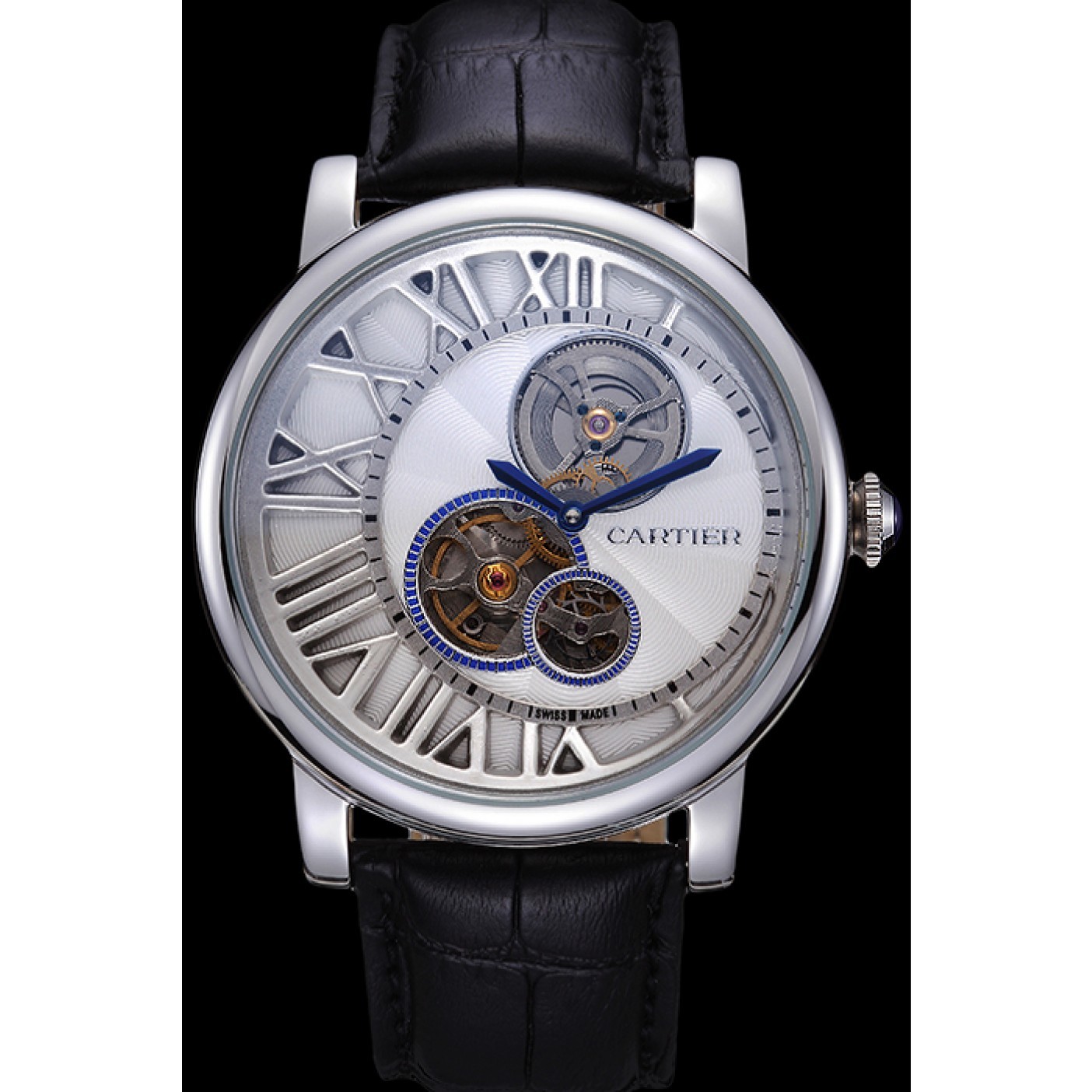 MiroTime Cartier Rotonde Reversed Tourbillon White Dial 621948