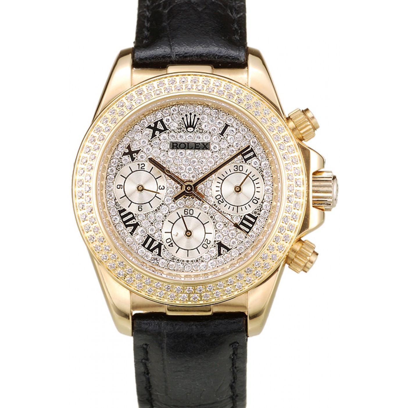 MiroTime Rolex Daytona Lady Gold Case Crystal Studded Bezel Crystal Studded Dial 98238
