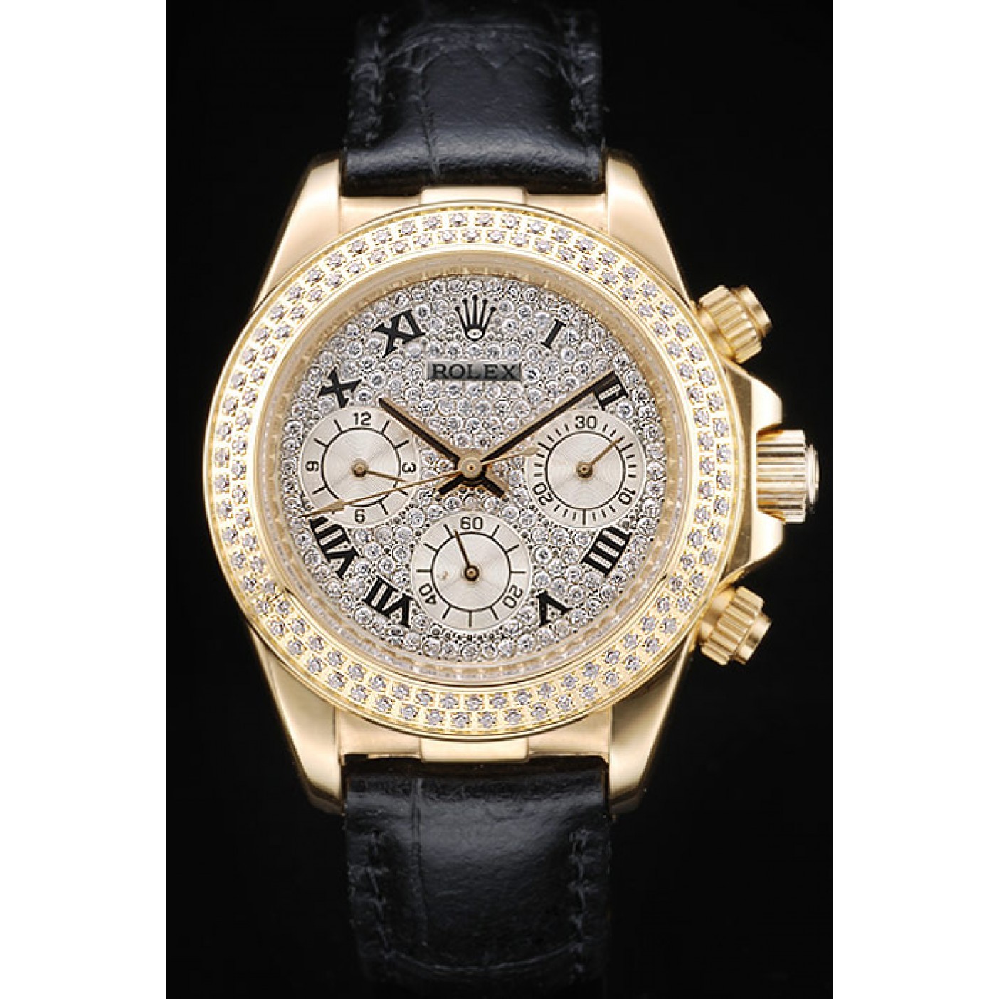 MiroTime Rolex Daytona Lady Gold Case Crystal Studded Bezel Crystal Studded Dial 98238