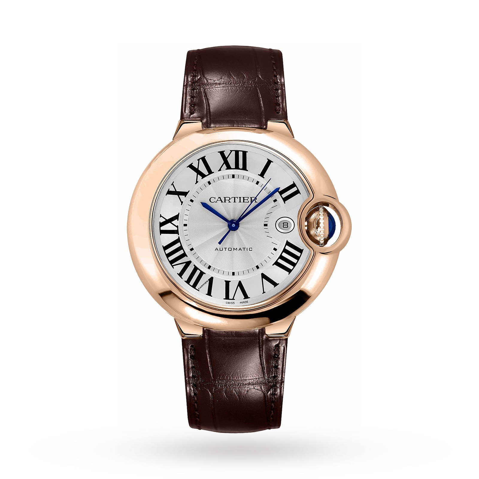 MiroTime Swiss Ballon Bleu de Cartier watch, 42 mm, pink gold, leather, sapphire
