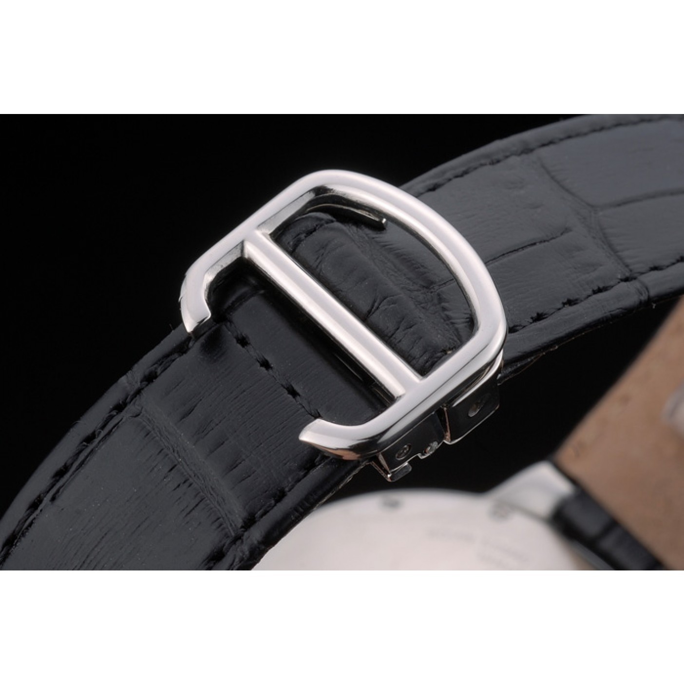 MiroTime Cartier Ballon Bleu 42mm Black Dial Stainless Steel Case Black Leather Bracelet