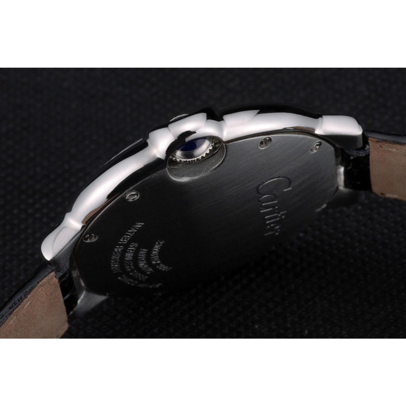MiroTime Cartier Ballon Bleu 42mm Black Dial Stainless Steel Case Black Leather Bracelet