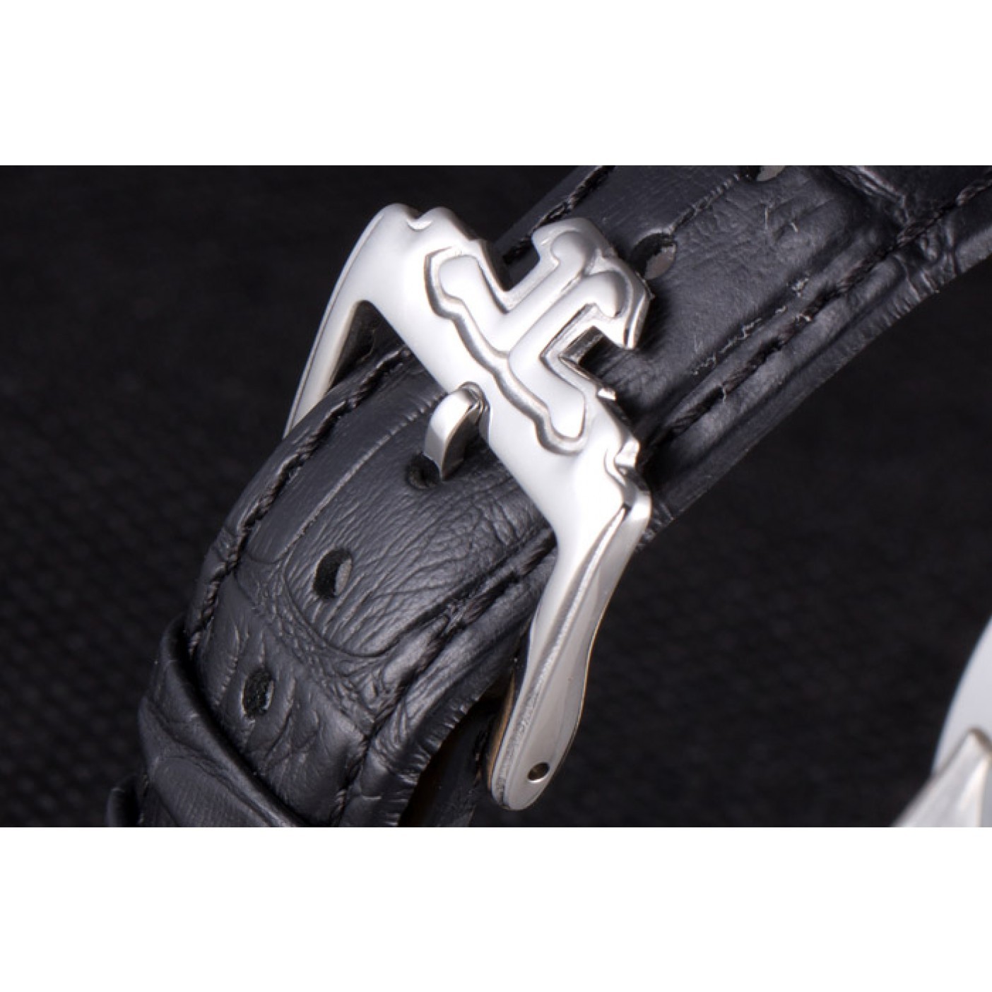 MiroTime Jaeger Lecoultre Master Chronograph Silver Bezel Black Leather Band 621620
