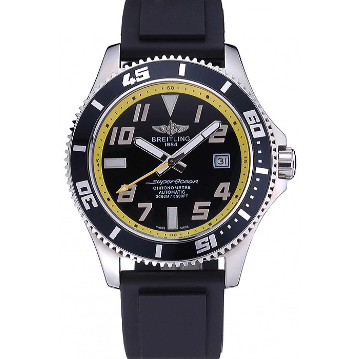 MiroTime Breitling Superocean Black Yellow Dial Watch 622331