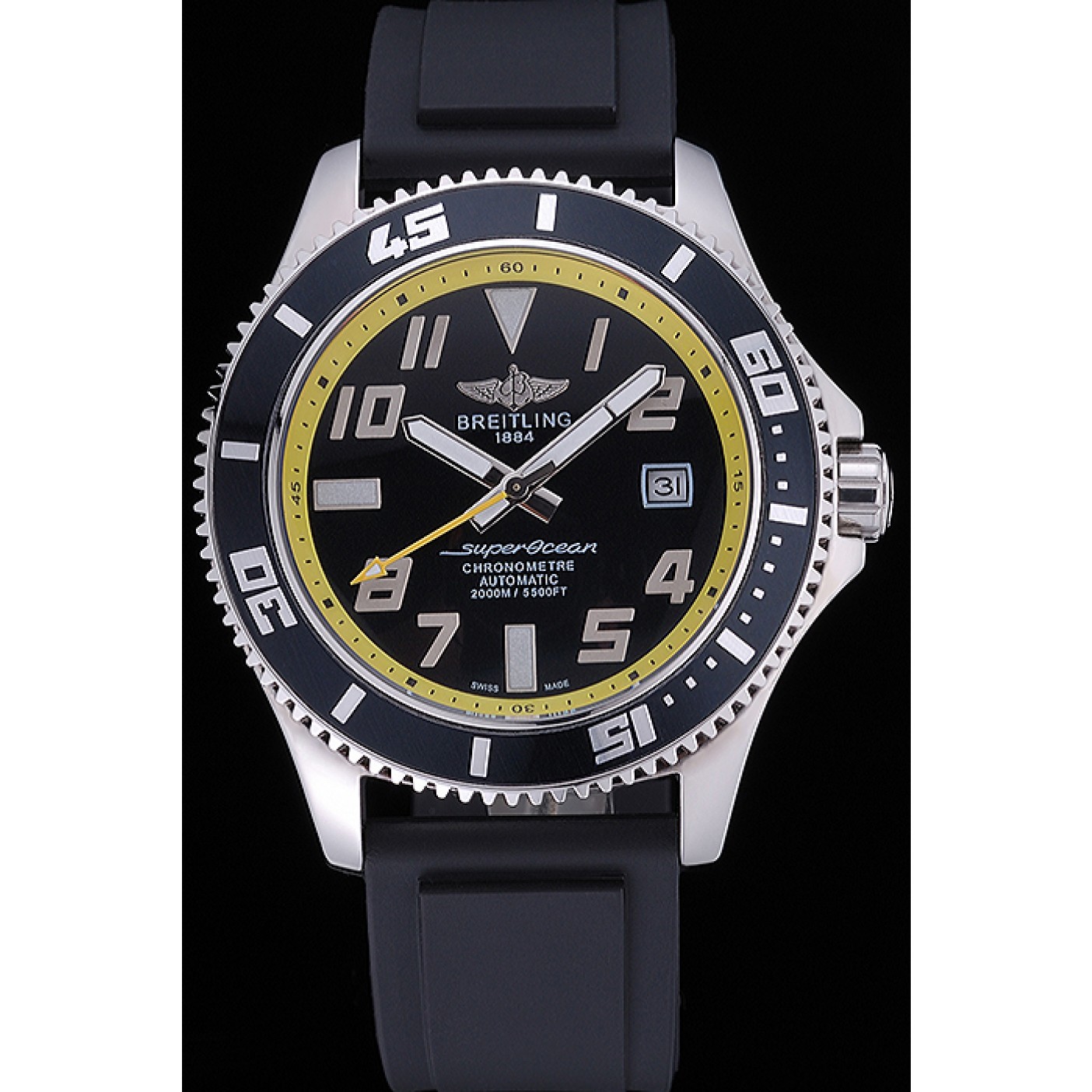 MiroTime Breitling Superocean Black Yellow Dial Watch 622331