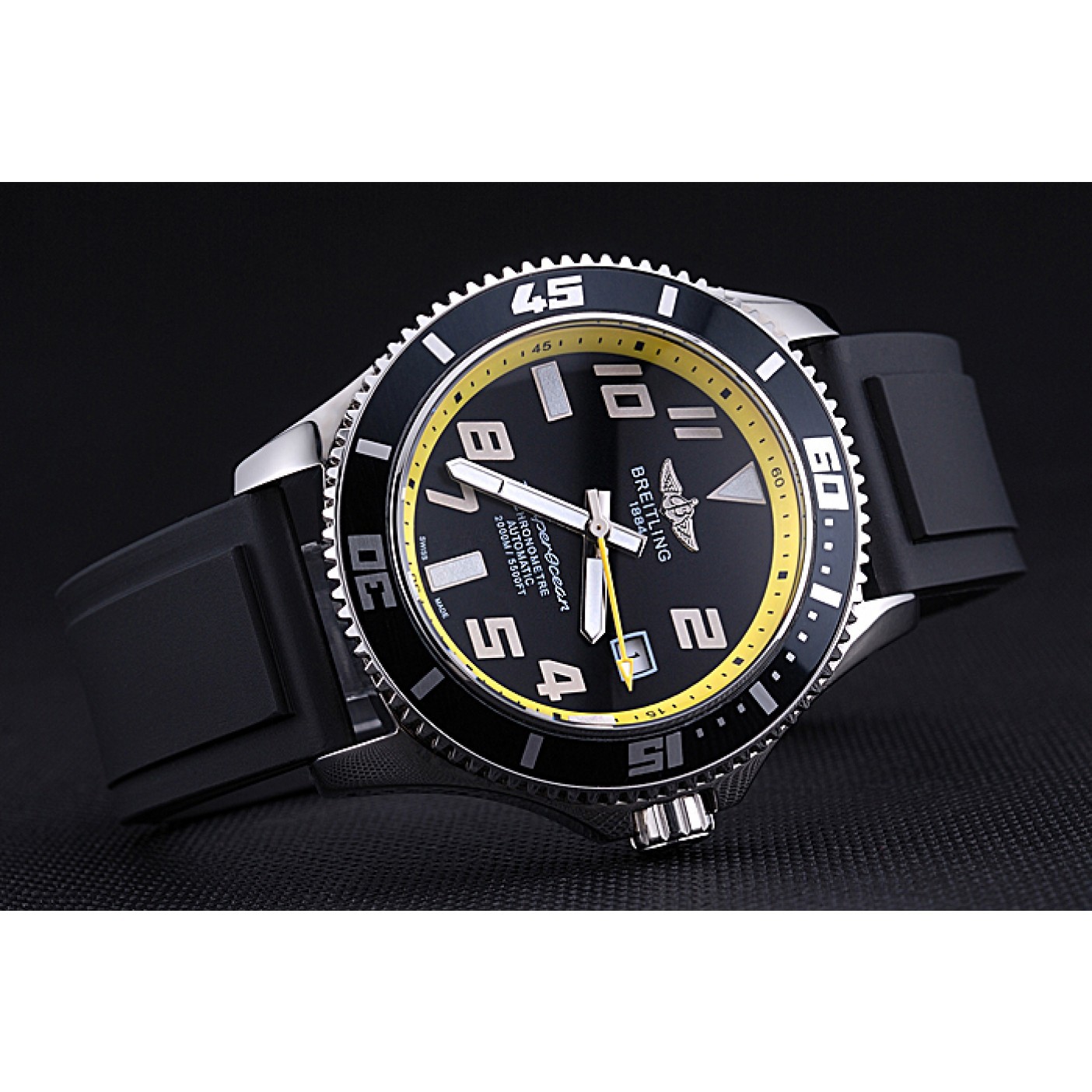 MiroTime Breitling Superocean Black Yellow Dial Watch 622331