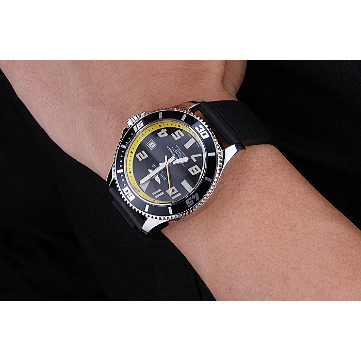 MiroTime Breitling Superocean Black Yellow Dial Watch 622331