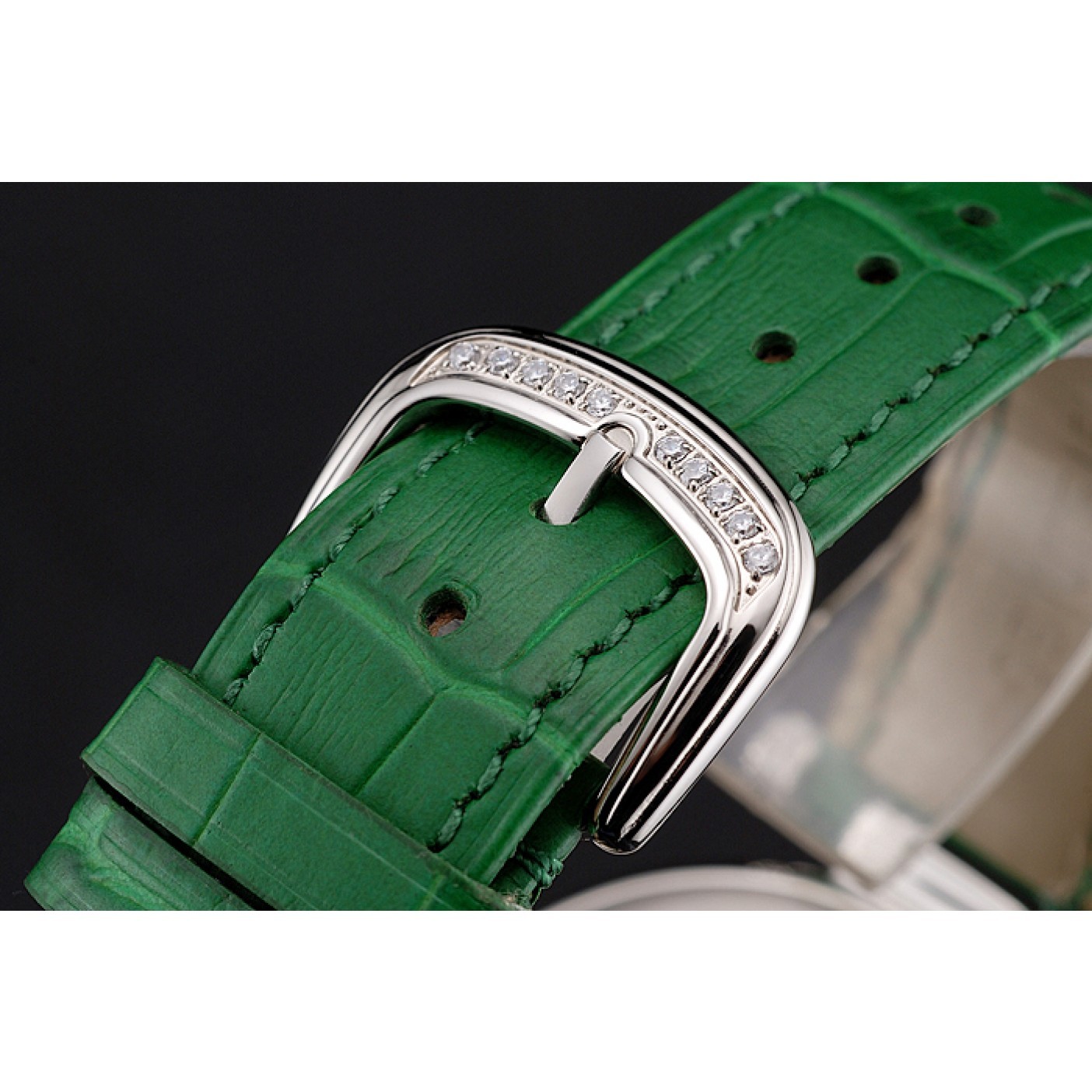 MiroTime Franck Muller Double Mistery Ronde White Dial Stainless Steel Case Green Leather Strap