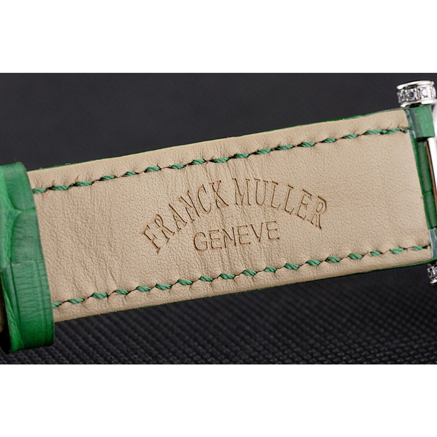 MiroTime Franck Muller Double Mistery Ronde White Dial Stainless Steel Case Green Leather Strap