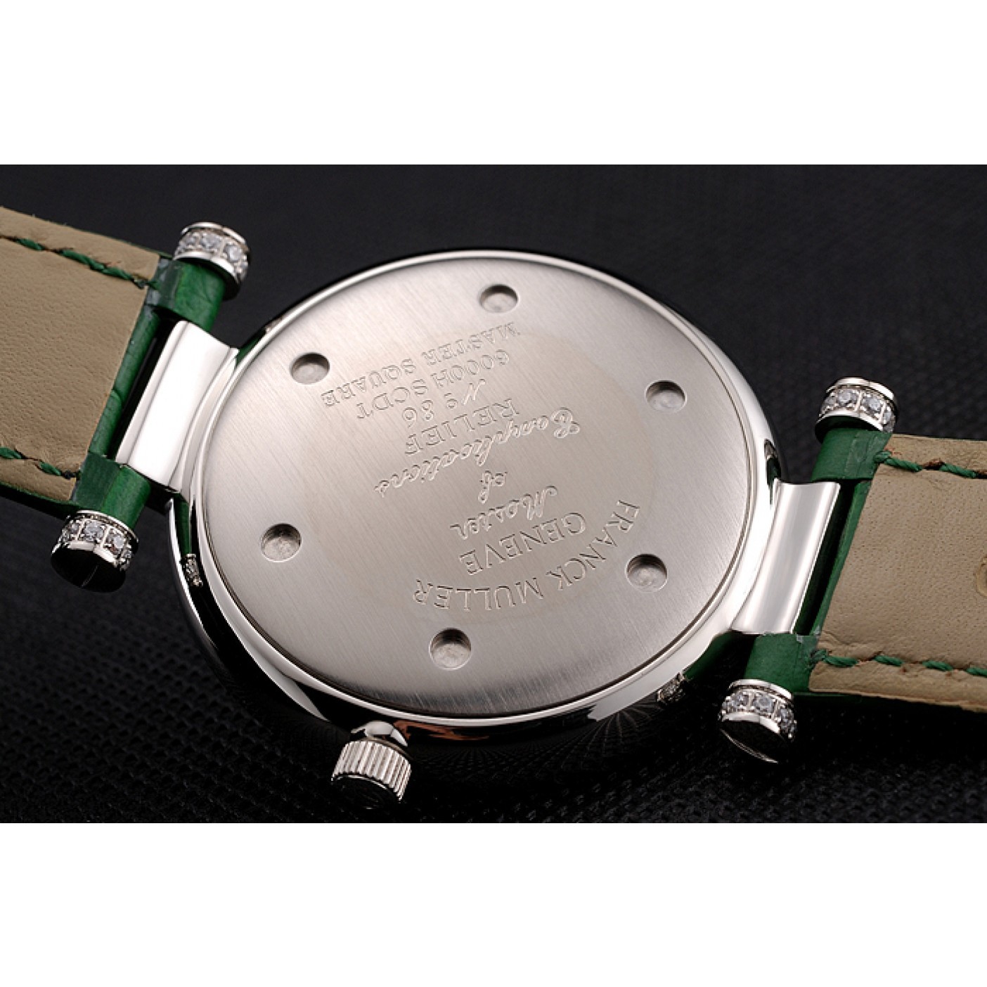 MiroTime Franck Muller Double Mistery Ronde White Dial Stainless Steel Case Green Leather Strap