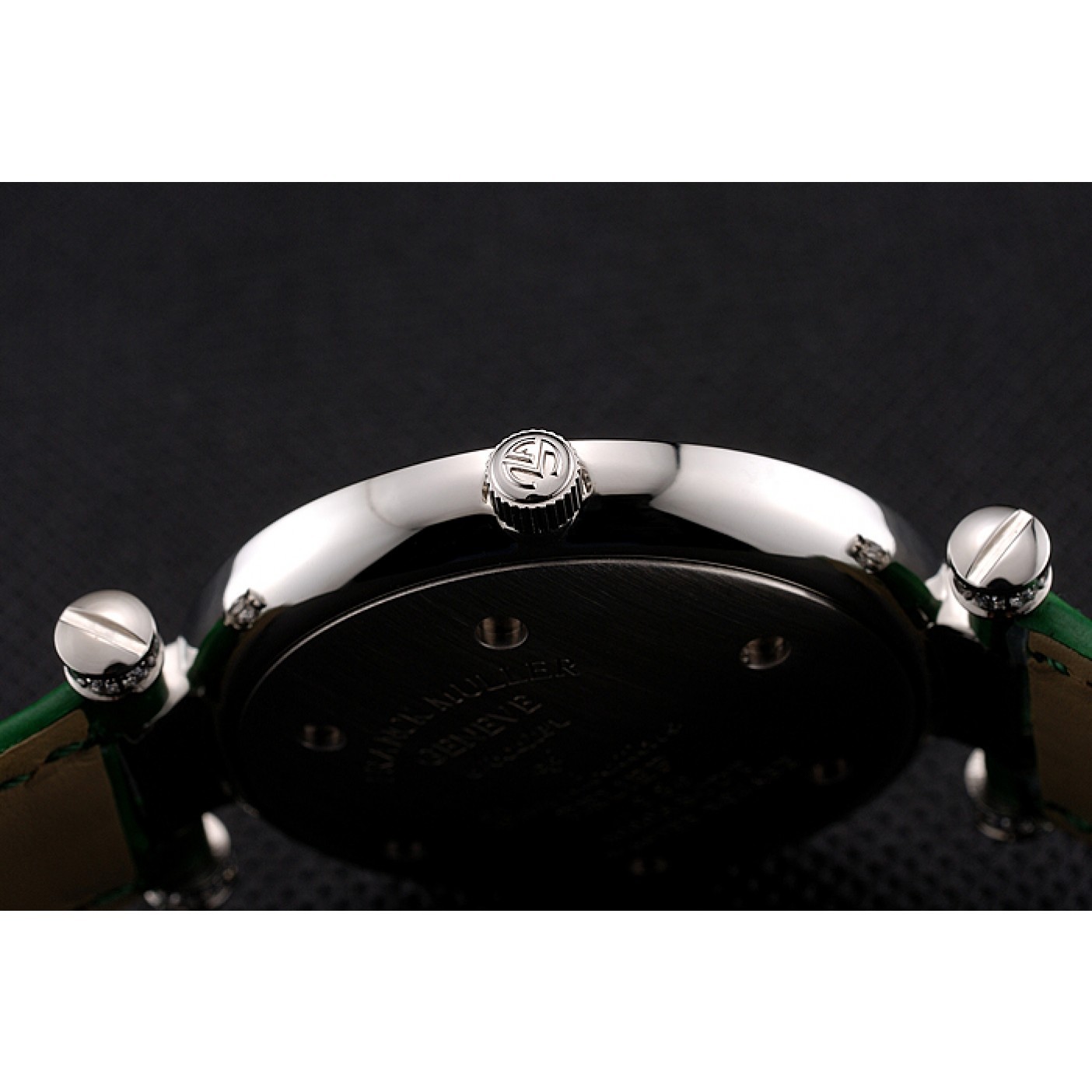 MiroTime Franck Muller Double Mistery Ronde White Dial Stainless Steel Case Green Leather Strap