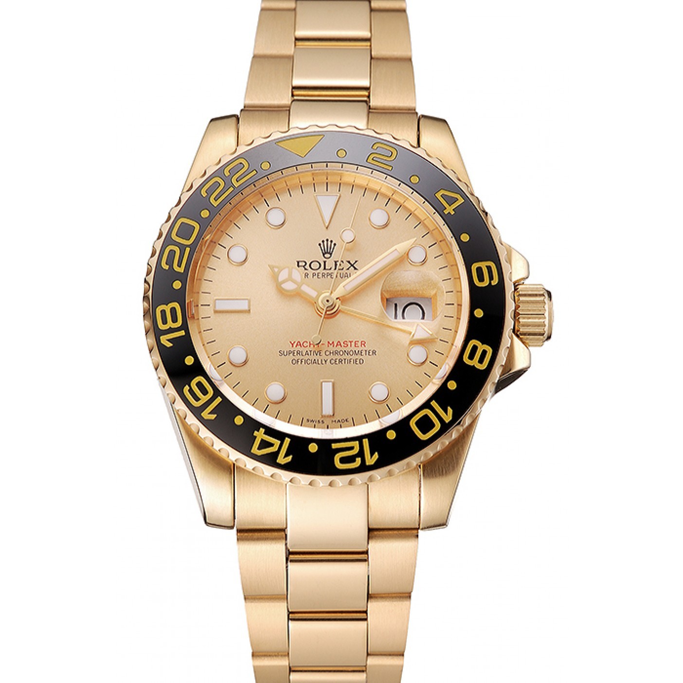 MiroTime Swiss Rolex GMT Master II Gold Dial Black Bezel Gold Case And Bracelet 1453749