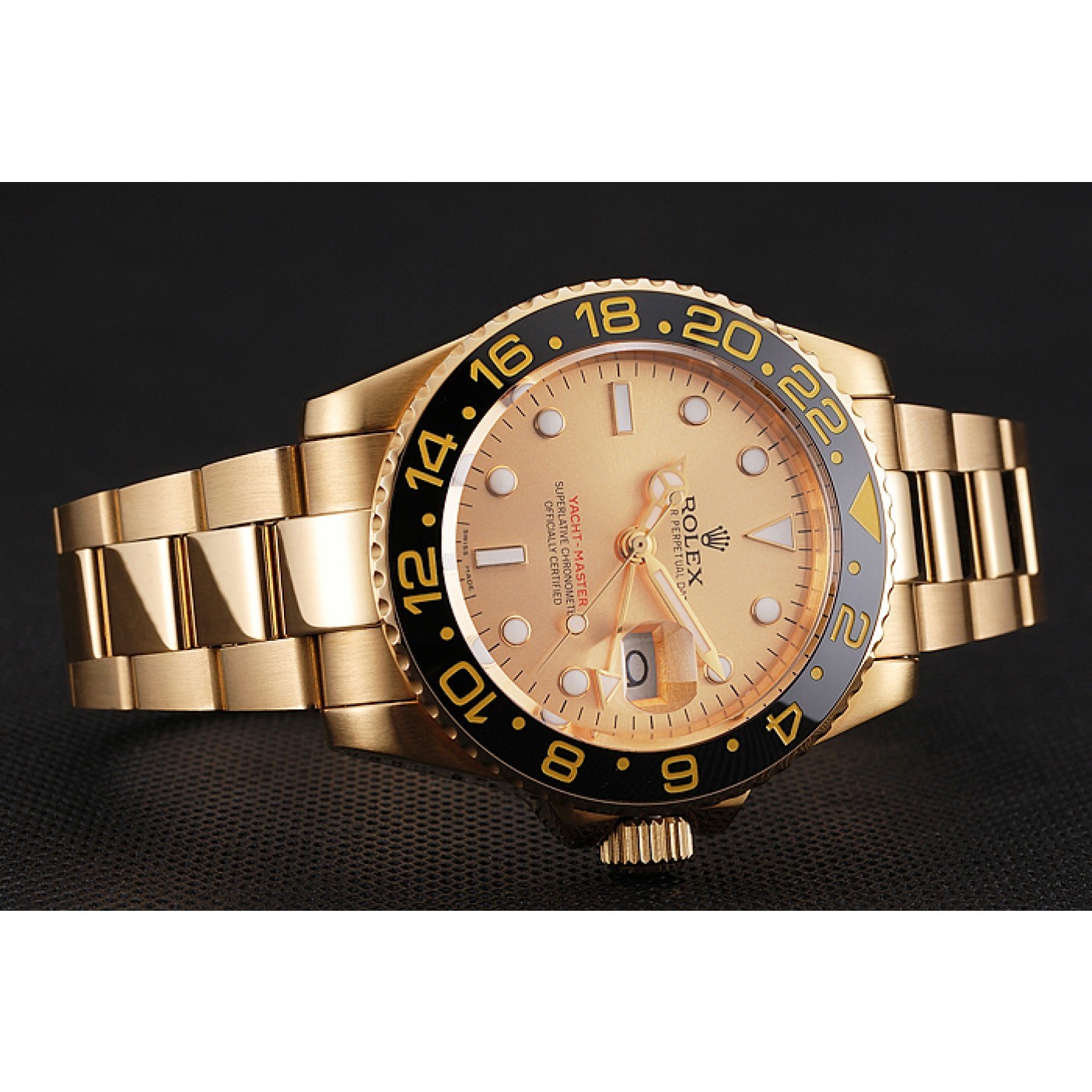 MiroTime Swiss Rolex GMT Master II Gold Dial Black Bezel Gold Case And Bracelet 1453749