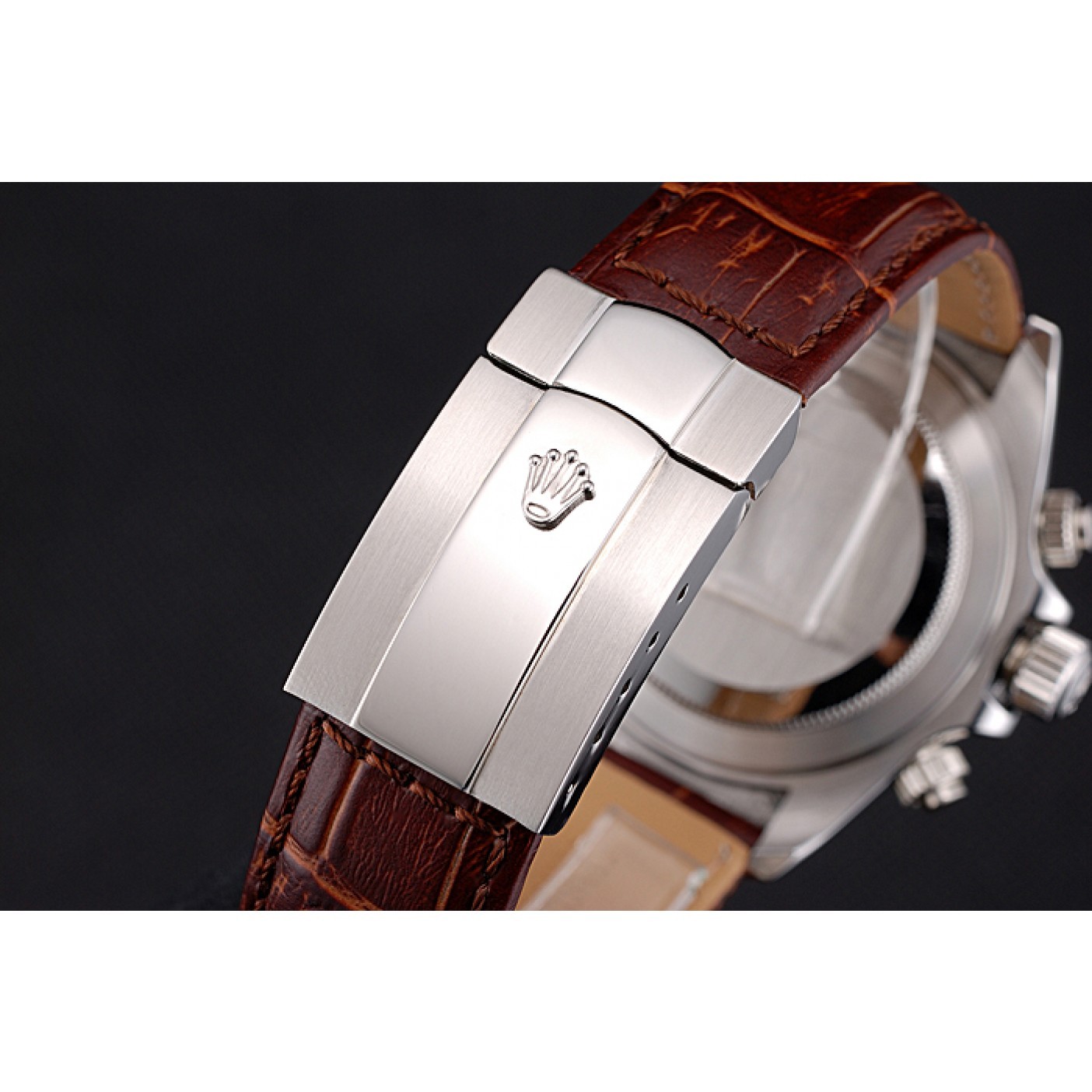 MiroTime Rolex Daytona Stainless Steel Case White Dial Brown Leather Strap