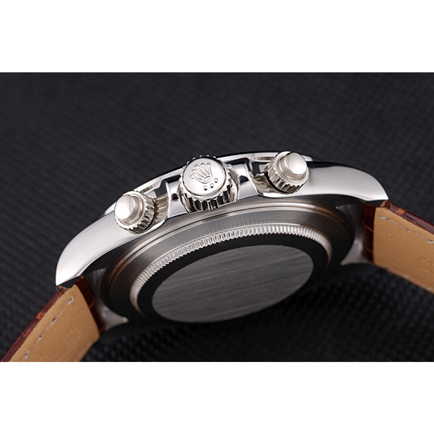 MiroTime Rolex Daytona Stainless Steel Case White Dial Brown Leather Strap