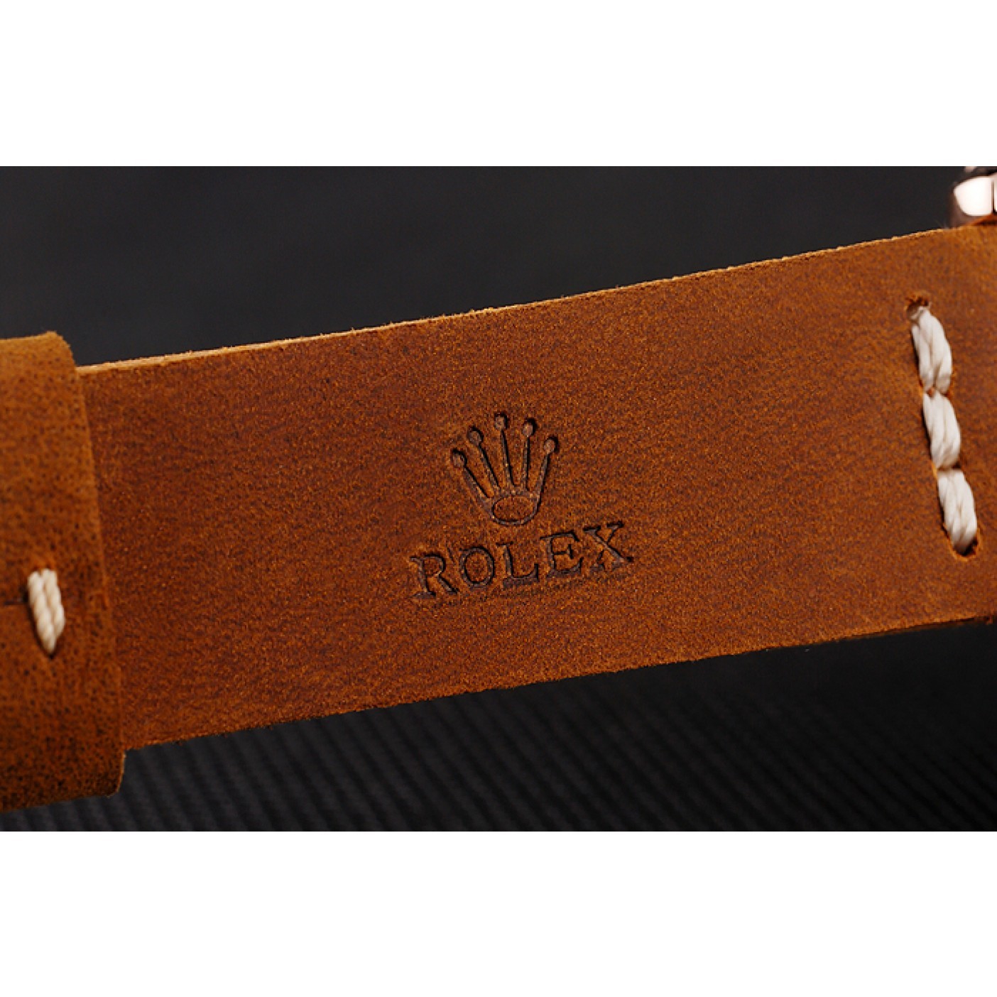 MiroTime Rolex Yacht Master Black Dial Brown Bezel Rose Gold Case Brown Leather Bracelet 1453860