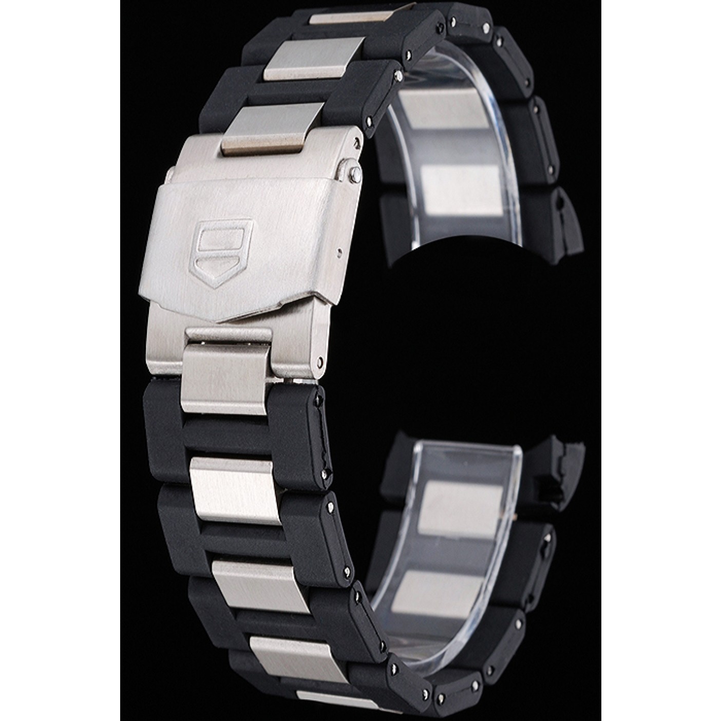 MiroTime Tag Heuer Plated Stainless Steel and Black Rubber Bracelet 622501