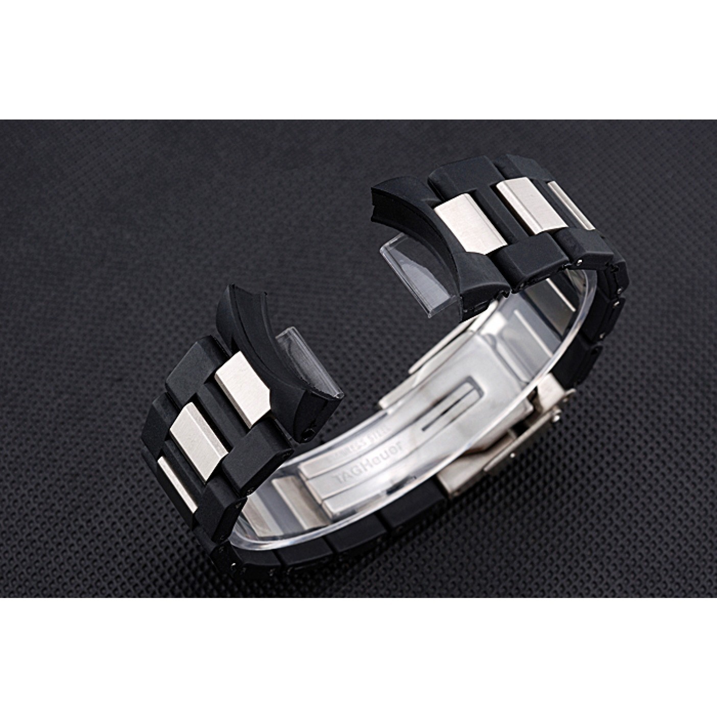 MiroTime Tag Heuer Plated Stainless Steel and Black Rubber Bracelet 622501
