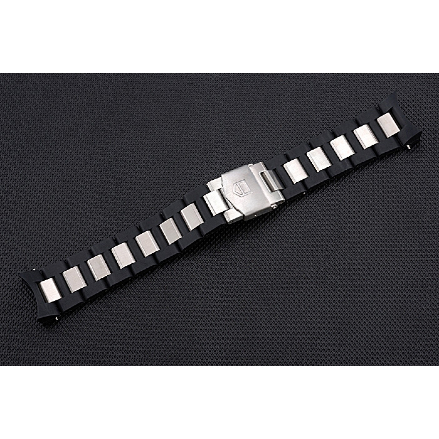 MiroTime Tag Heuer Plated Stainless Steel and Black Rubber Bracelet 622501