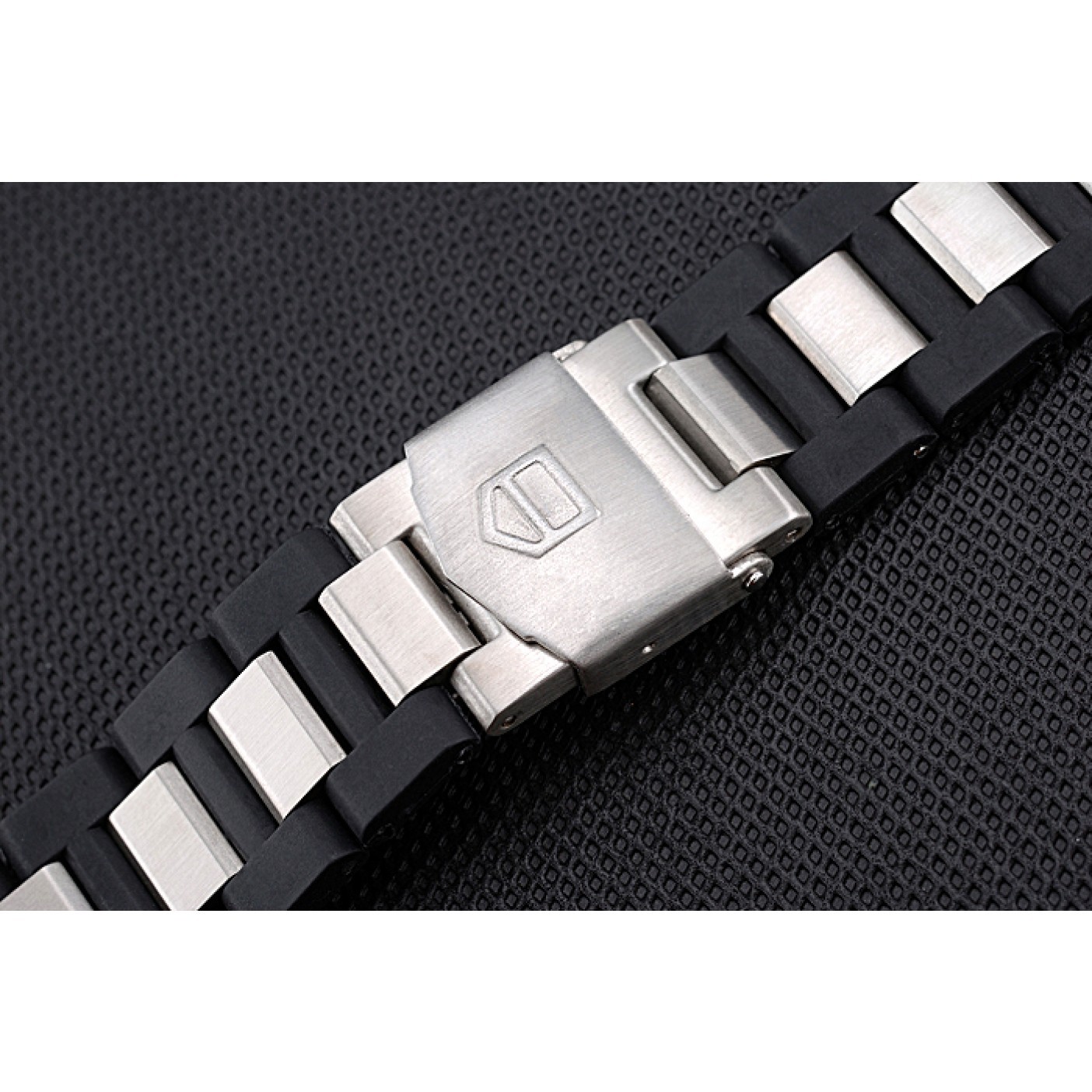 MiroTime Tag Heuer Plated Stainless Steel and Black Rubber Bracelet 622501