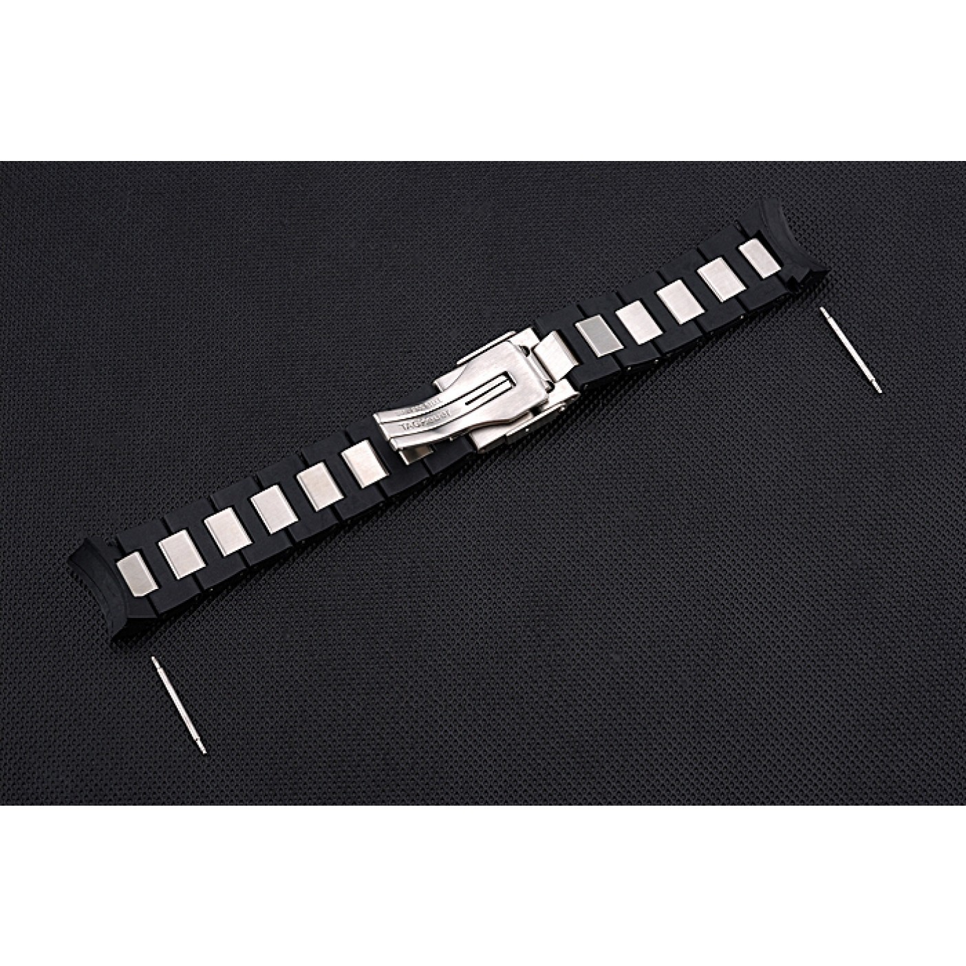 MiroTime Tag Heuer Plated Stainless Steel and Black Rubber Bracelet 622501