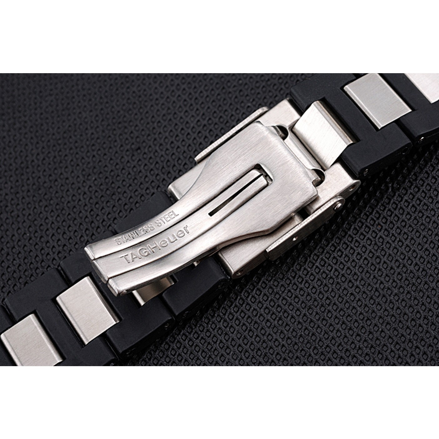 MiroTime Tag Heuer Plated Stainless Steel and Black Rubber Bracelet 622501