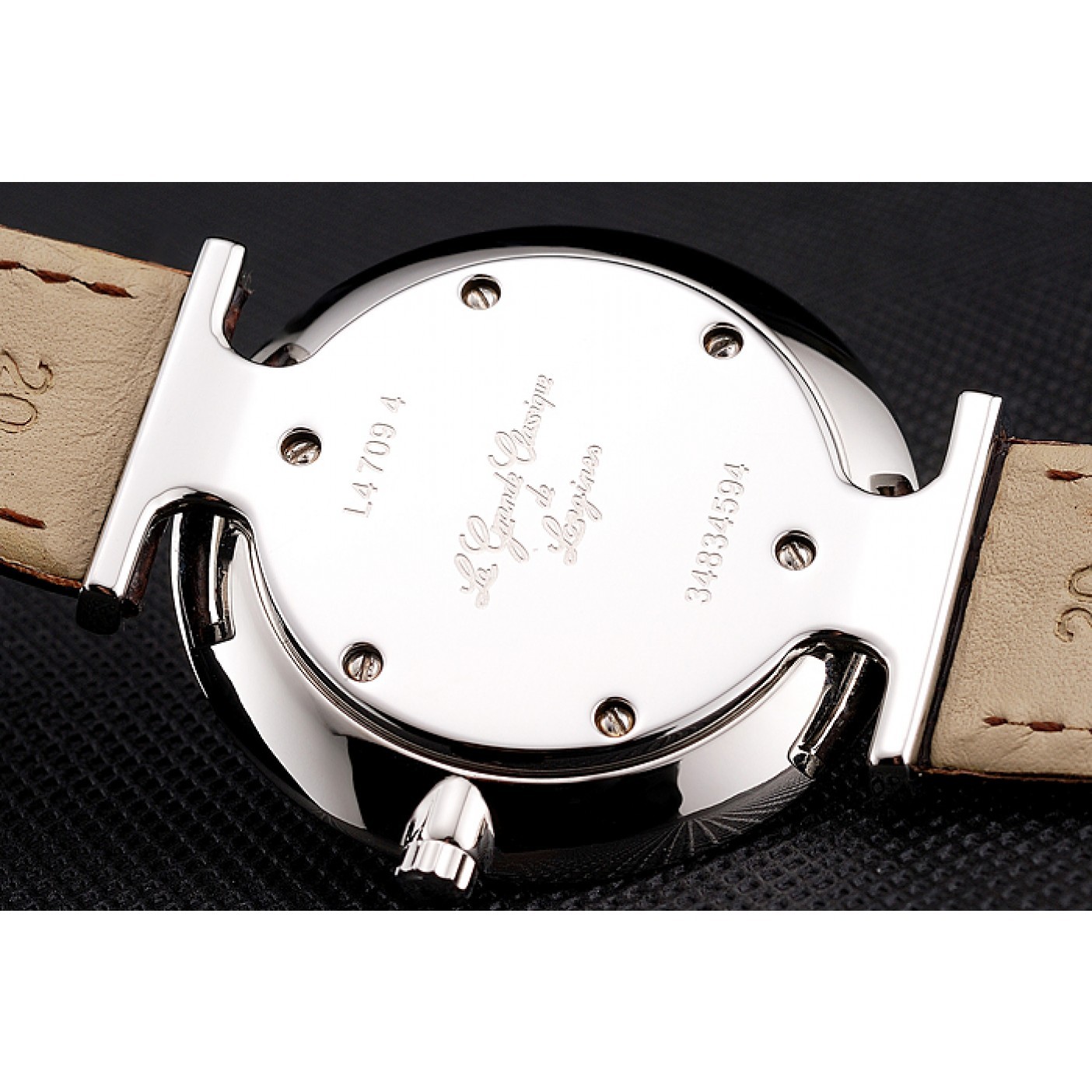 MiroTime Swiss Longines Grande Classique White Dial Roman Numerals Stainless Steel Case Brown Leather Strap