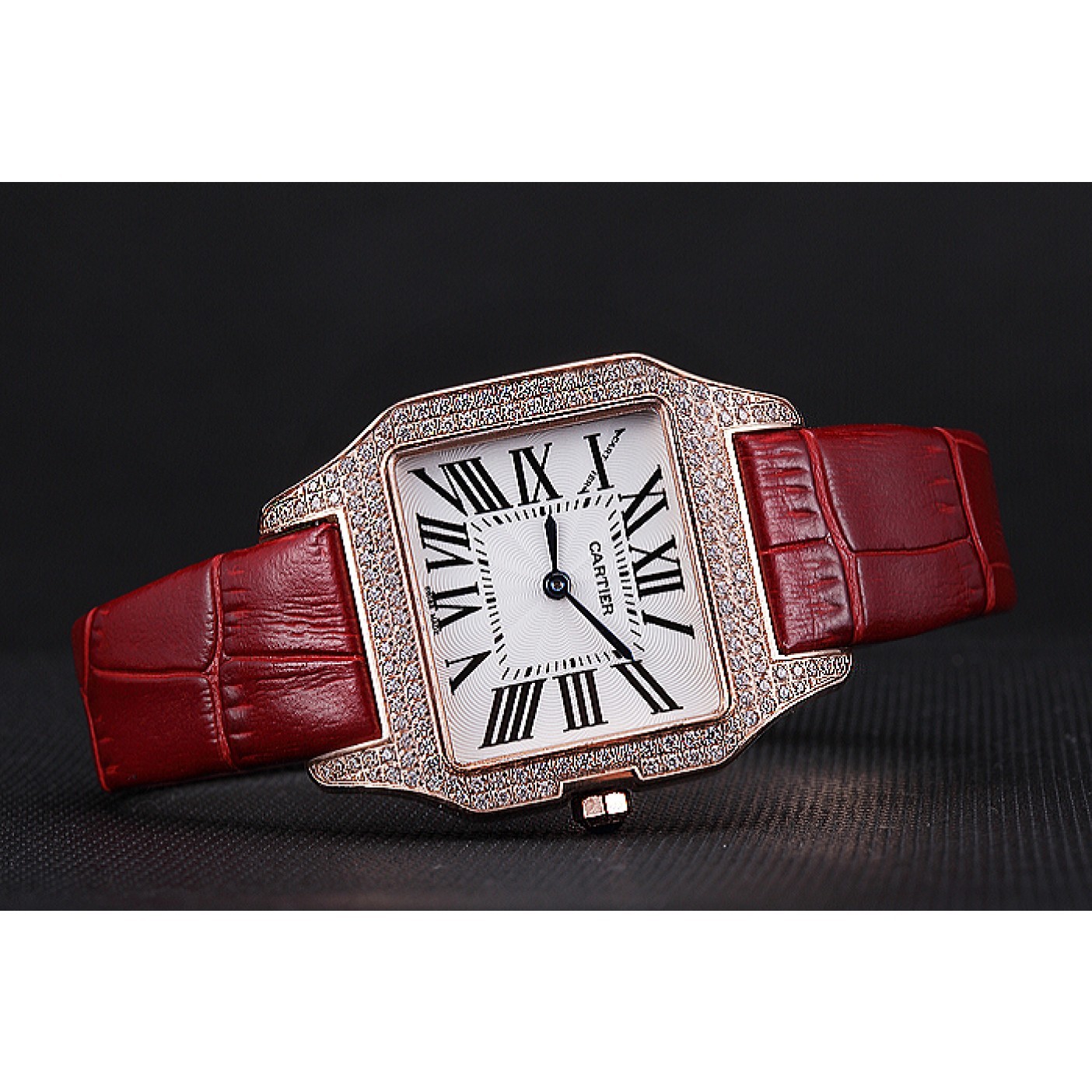 MiroTime Cartier Santos 100 Diamond Rose Gold Bezel 621917