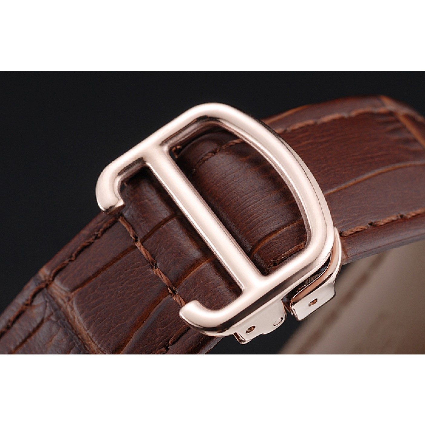 MiroTime Cartier Drive De Cartier White Dial Gold Case Brown Leather Bracelet 1454213