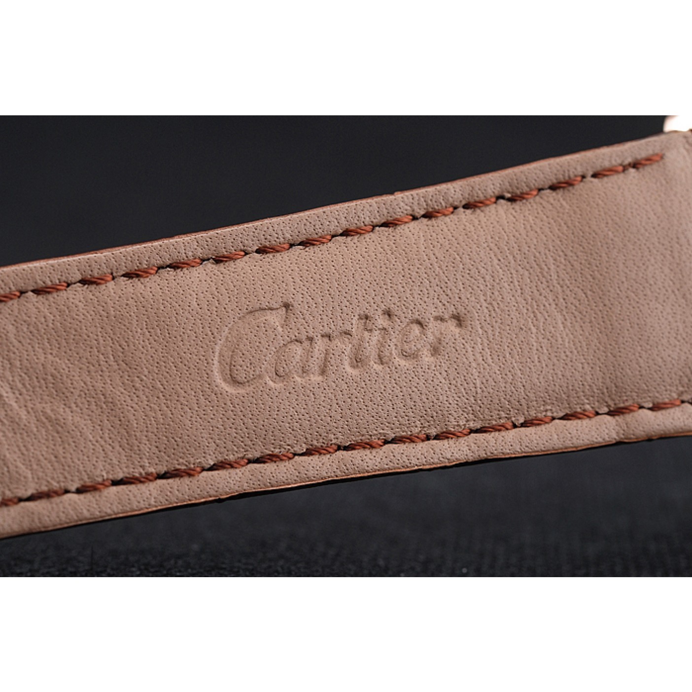 MiroTime Cartier Drive De Cartier White Dial Gold Case Brown Leather Bracelet 1454213