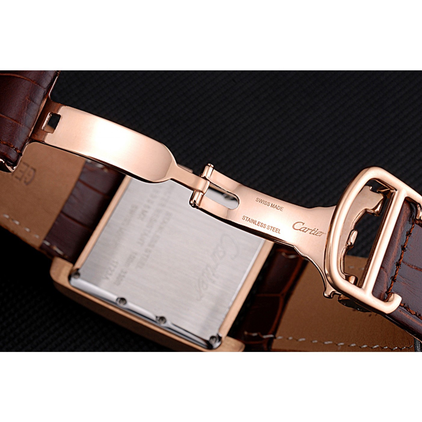 MiroTime Cartier Tank MC Brown Dial Gold Case Brown Leather Bracelet 622696