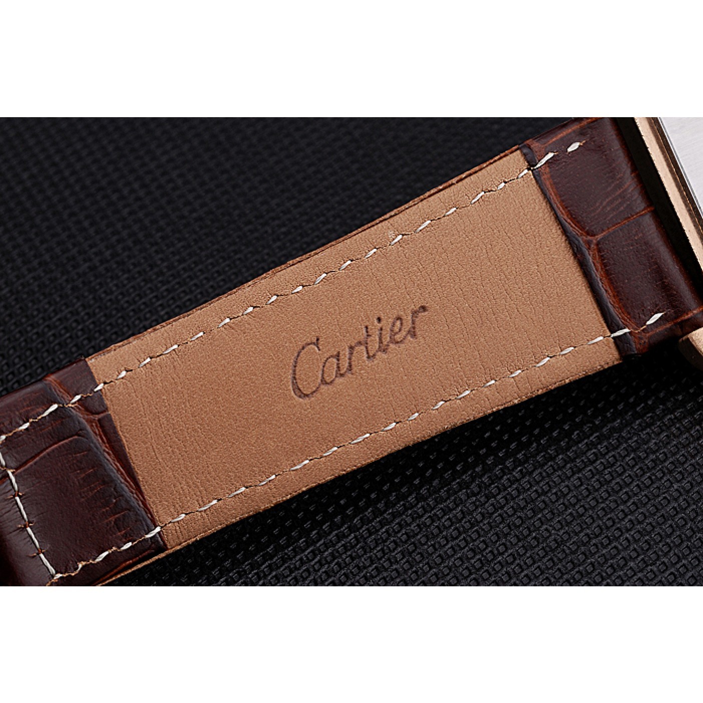 MiroTime Cartier Tank MC Brown Dial Gold Case Brown Leather Bracelet 622696