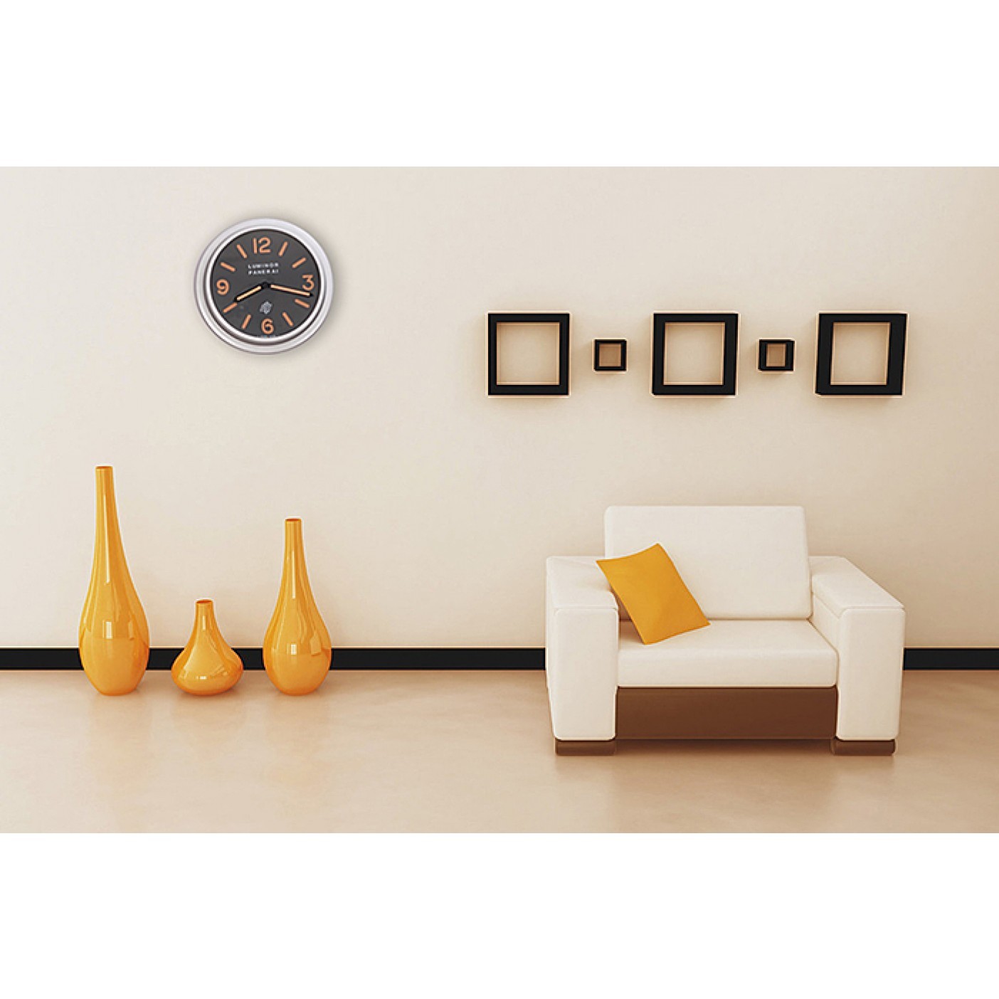 MiroTime Panerai Luminor Marina Wall Clock Black-Orange 622472