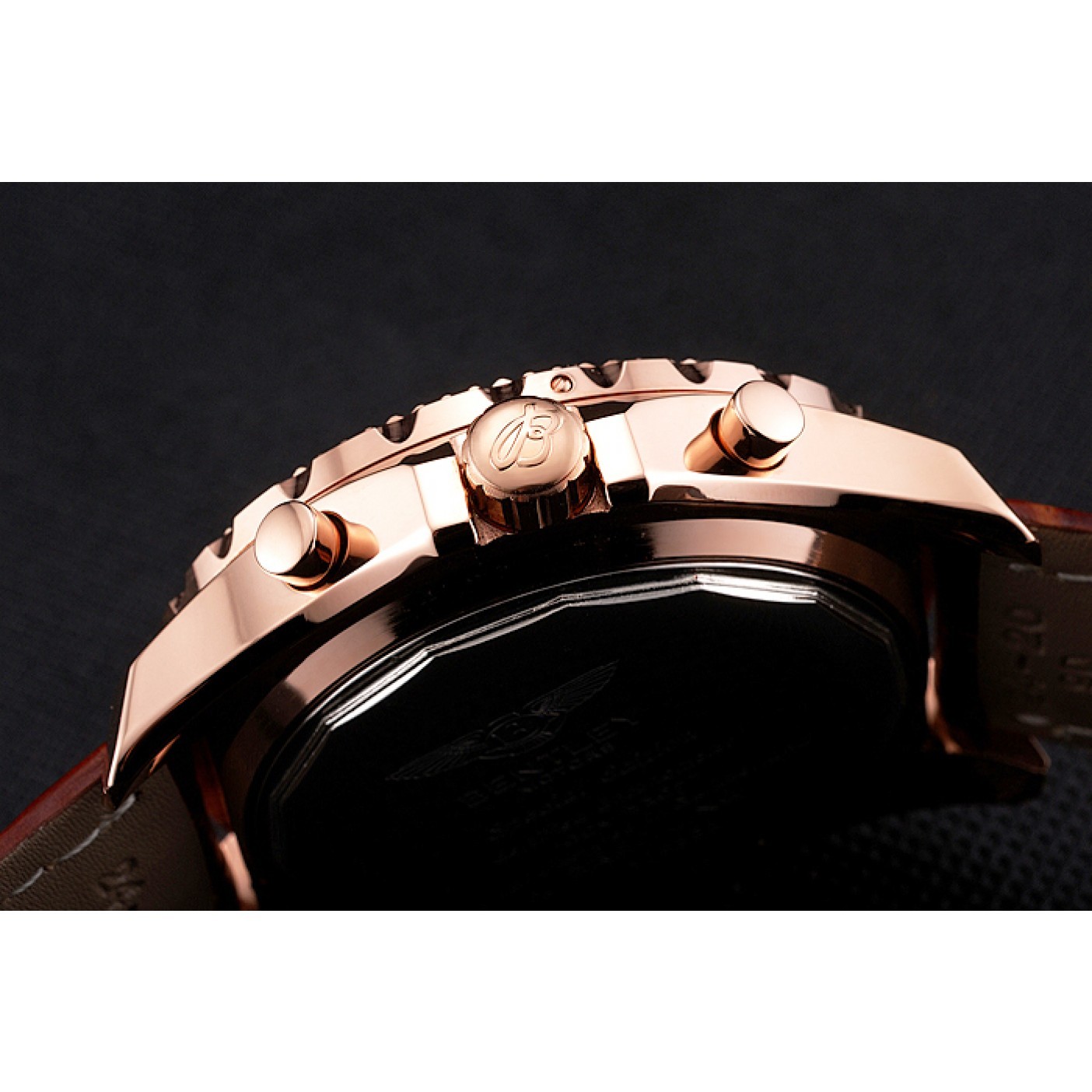 MiroTime Breitling For Bentley Mulliner Tourbillon White Dial Rose Gold Case Brown Leather Strap